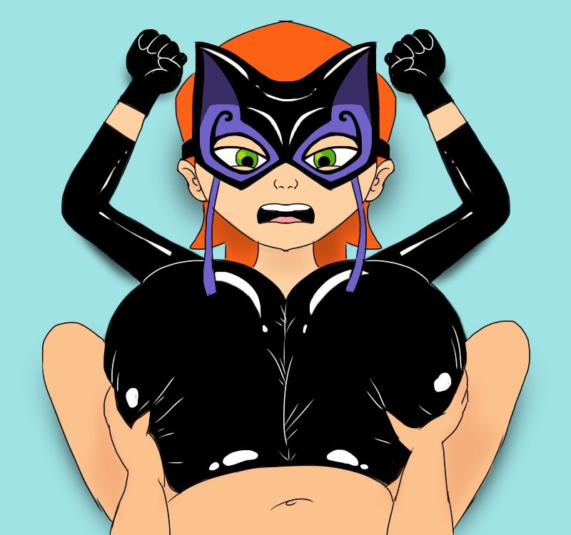 ben 10, ben 10 (classic), breasts, breasts bigger than head, engulfing paizuri, female, godalmite, gwen tennyson, gwen tennyson (classic), latex suit, lucky girl, masked female, paizuri, small but busty, small but hyper, straddling paizuri