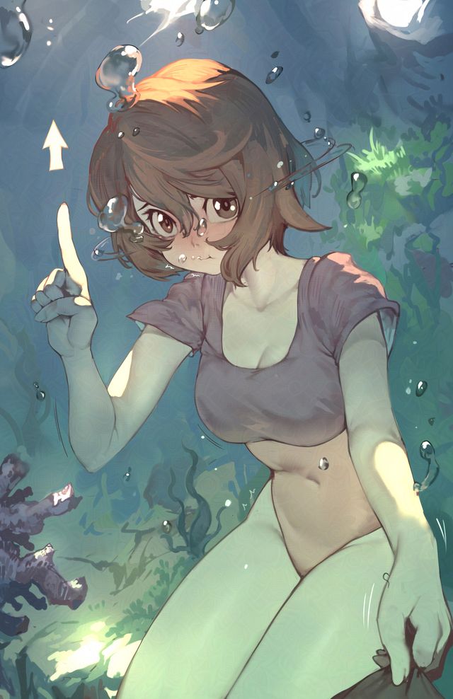 1girls, blush, breasts, cleavage, drowning, female, game freak, gloria (pokemon), medium breasts, nintendo, one-piece swimsuit, pokemon, pokemon ss, rou (rou22), solo, underwater