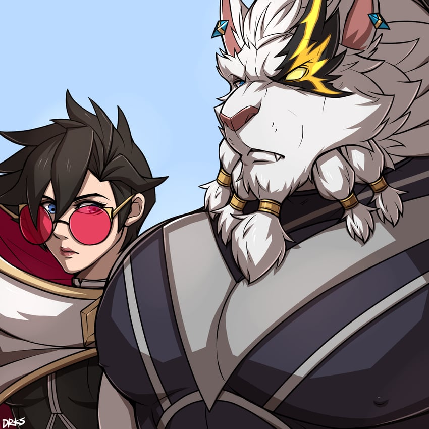 Rengar (Girl Staring At Guy'S Chest) Rule 34 Image