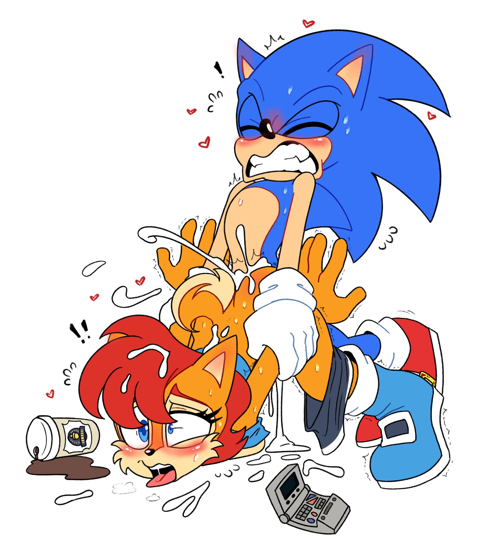 cum drip, cum in pussy, cum inside, duo, ejaculation, excessive cum, female, male, male/female, pulling arms, pussy, sally acorn, sega, sex, shenadical, shocked expression, sonic (series), sonic the hedgehog, sonic the hedgehog (archie), sonic the hedgehog (comics), sonic the hedgehog (series), spilled drink, spilled liquid, teeth clenched