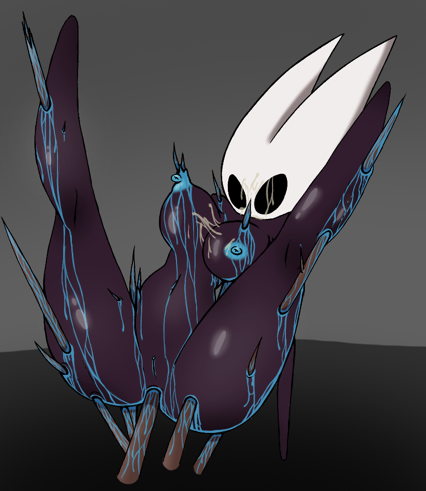 black skin, blood, blue blood, blue nipples, breasts, cum, cum on breasts, cum on face, dead, death, expressionless, female, female death, gore, guro, hollow knight, hollow knight (franchise), hollow knight: silksong, hornet (hollow knight), impalement, male, mask, necrophilia, silksong, solo, spikes, trap, white mask