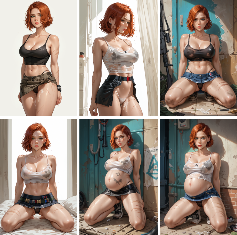 1girls ai_generated black_widow_(marvel) breasts creampied cum_in_pussy female kidnapped mini_skirt pregnant pregnant_female red_hair scarlett_johansson scars scars_on_face scars_on_legs sex skirt t-shirt white_girl