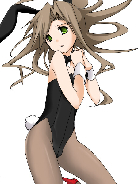 brown_hair bunny_ears bunny_girl bunny_tail bunnysuit cute daisy_oak green_eyes old_art pokemon pokemon_rgby thighs white_background