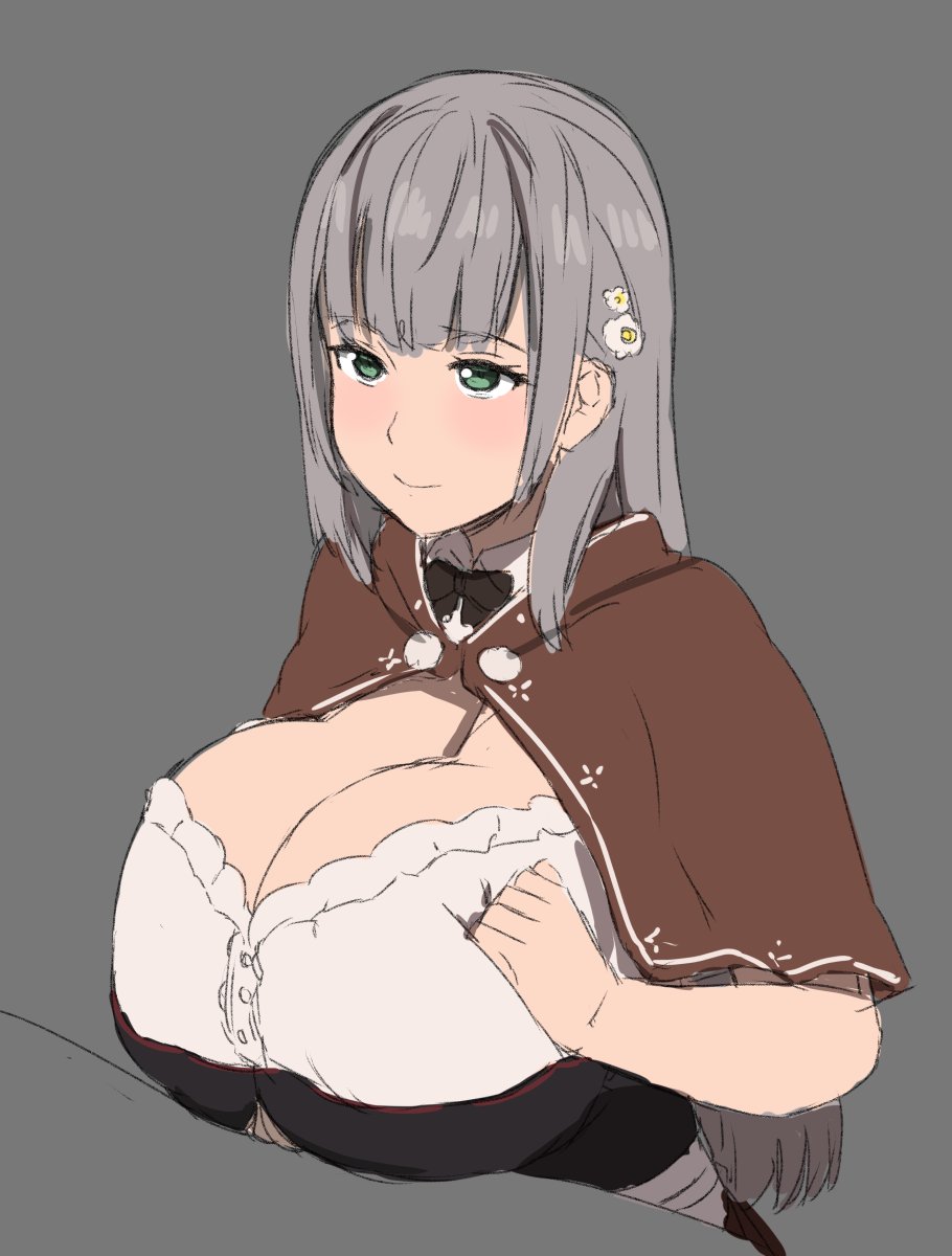 blush, breasts, cleavage, female, hololive, hololive fantasy, hololive japan, huge breasts, nao (ritsancrossover), paizuri, paizuri under clothes, shirogane noel, smile, virtual youtuber, vtuber