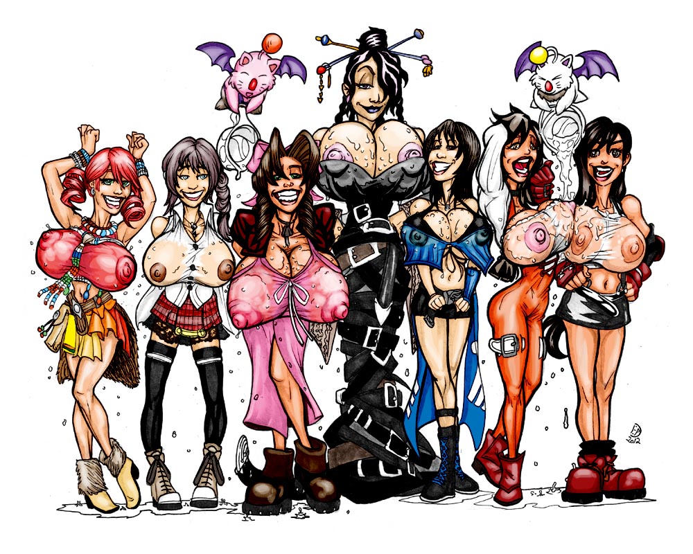 aerith_gainsborough boobdan final_fantasy final_fantasy_vii final_fantasy_x final_fantasy_xiii huge_breasts lulu_(final_fantasy) oerba_dia_vanille rinoa_heartilly serah_farron tagme tifa_lockhart wet_t-shirt