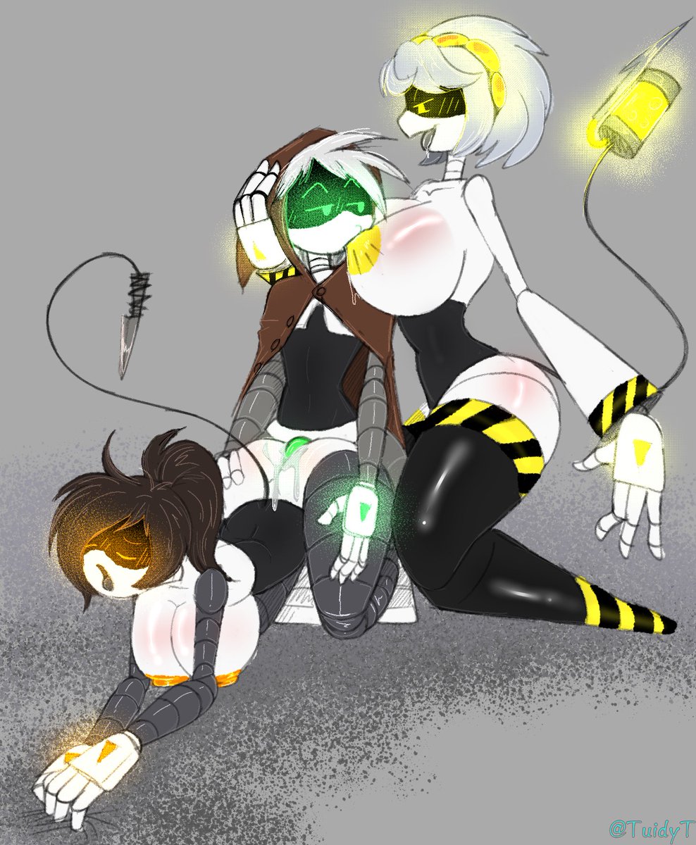1boy, 2girls, alice (murder drones), anal, anal addiction, anal insertion, anal orgasm, anal penetration, anal sex, black hair, cum, cum in ass, cum in pussy, female, female focus, female orgasm, female penetrated, green eyes, green penis, grey background, kinfe, looking pleasured, male, male penetrating, male penetrating female, male/female, murder drones, oc, orange breasts, orange eyes, orgasm, orgasm face, penis in ass, pleasured, sex, straight, straight sex, sucking, sucking breasts, sucking nipples, tail, tuidytury, v (murder drones), yellow breasts, yellow eyes