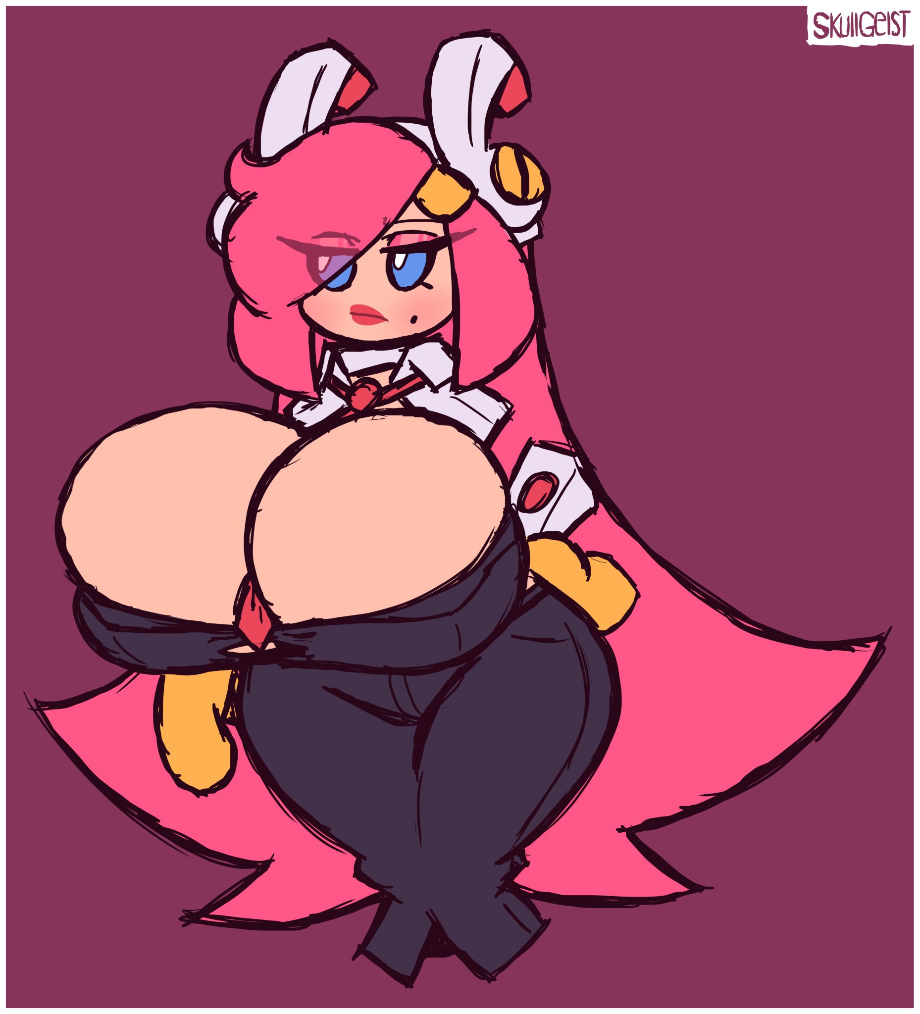 1girls, cleavage, clothes, curvy, female, hourglass figure, huge ass, huge breasts, kirby (series), kirby planet robobot, skullgeist, solo, solo female, solo focus, susanna patrya haltmann, susie (kirby), tight clothing