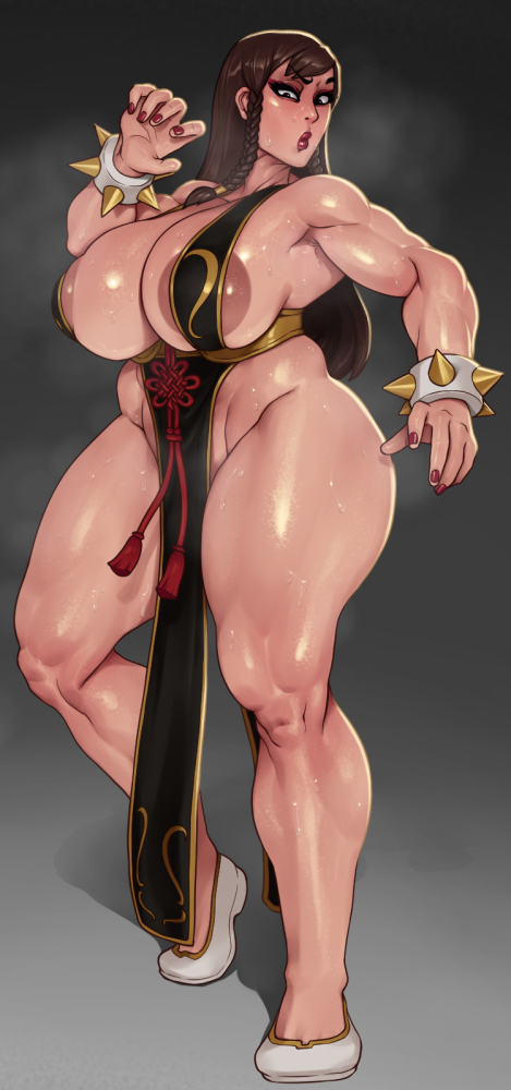 1girls, alternate costume, alternate hairstyle, areolae, ass, big breasts, breasts, chun-li, chun-li (battle ouffit sfv), cleavage, female, female only, huge ass, huge breasts, large breasts, muscles, muscular, muscular female, musk, naughty face, rampage0118, seductive, smell, solo, street fighter, thick thighs, venus body, wide hips