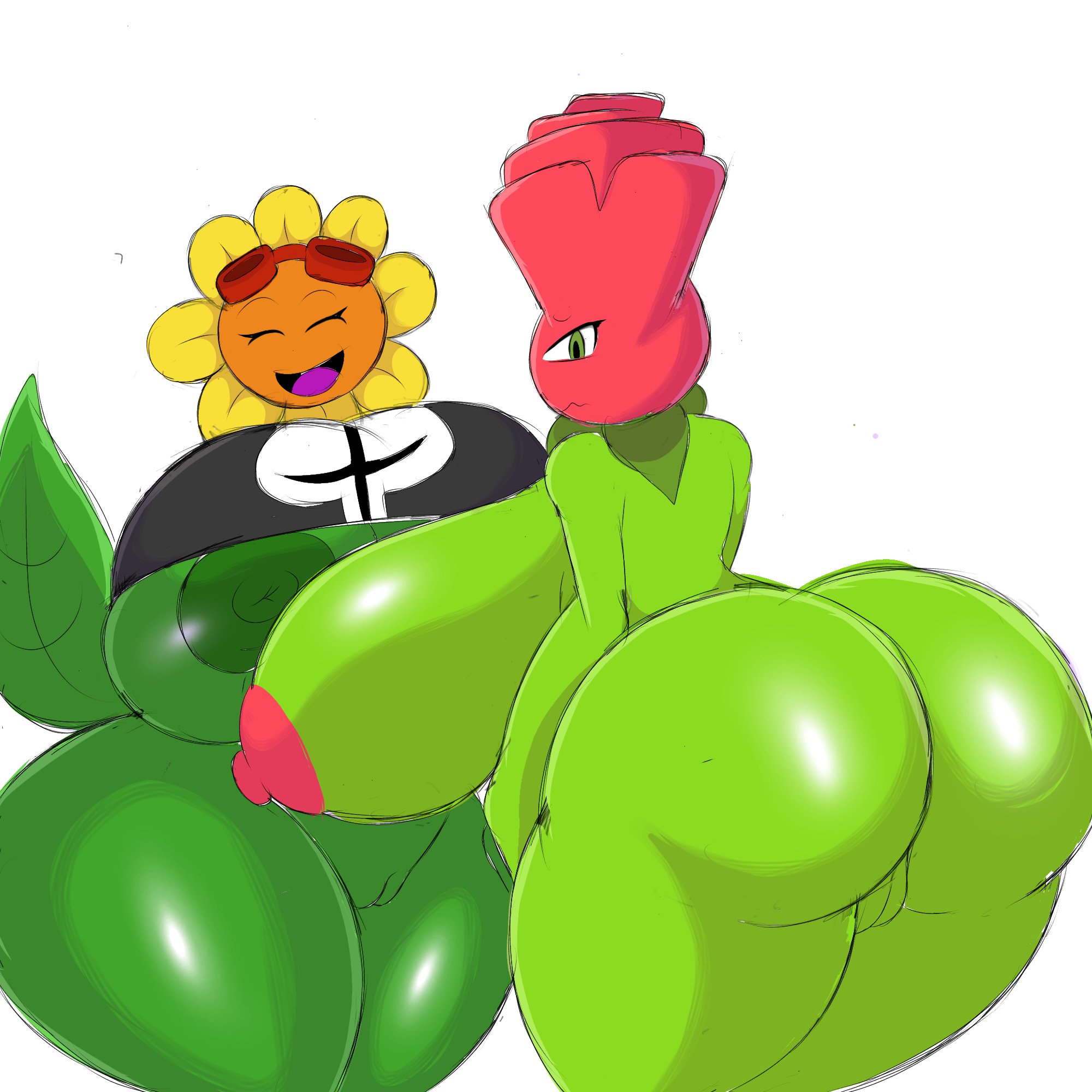 1girls, 2girls, anthro, anthrofied, areolae, ass, big ass, boobs, breasts, closed eyes, female, flora, flora fauna, flower, happy, huge ass, huge breasts, itisjoidok, looking back, plant, plant girl, plant humanoid, plantie, plants vs zombies, plants vs zombies: garden warfare, plants vs zombies: heroes, plants vs. zombies, popcap games, pussy, rose, rose (pvz), solar flare (pvz), sunflower, sunflower (pvz), thick thighs, vagina, worried