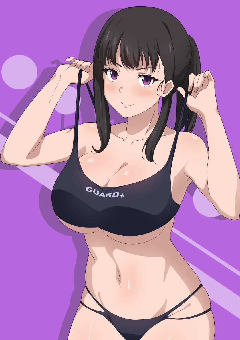 big_breasts black_hair enen_no_shouboutai female female_only fire_force long_hair nipples nipples_visible_through_clothing oze_maki rizuta solo solo_female solo_focus