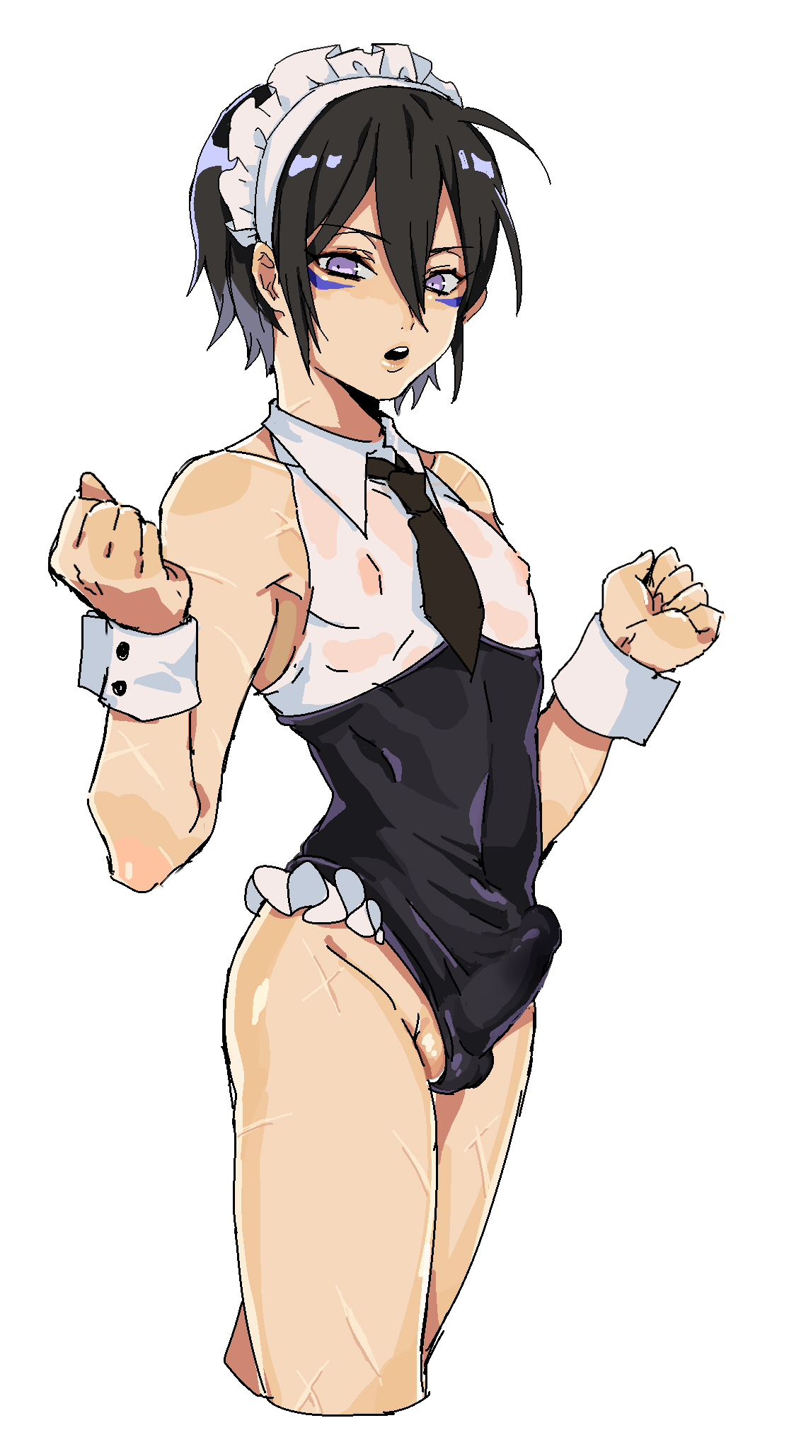 crossdressing, erection, femboy, maid, male, male only, one-punch man, scar, seitaro, speed-o'-sound sonic, trap