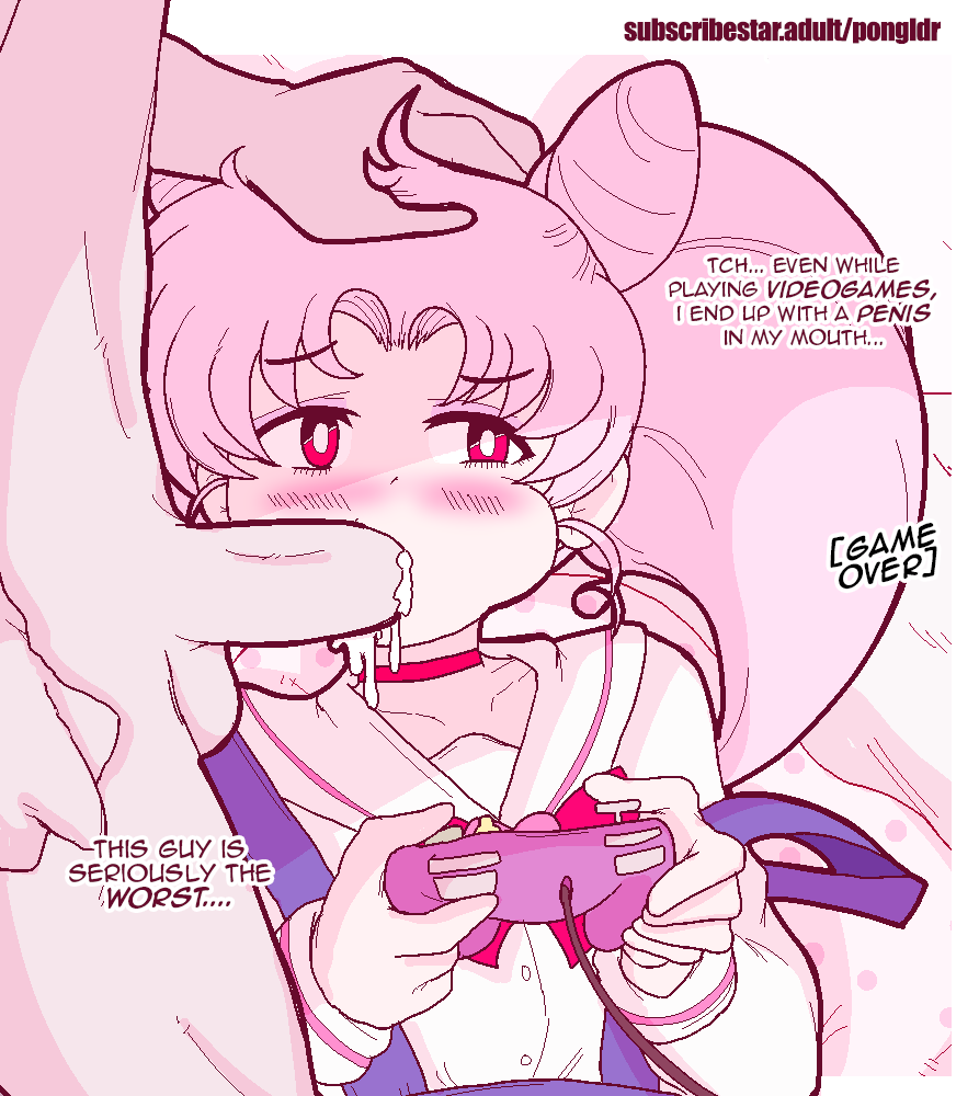 1boy 1girls bishoujo_senshi_sailor_moon blowjob brushing_teeth_with_cock casual casual_fellatio casual_rape chibi_usa chipmunking clothed_female_nude_male clothing controller cum cum_in_mouth dialogue english_text faceless_male fellatio fellatio_multitask female gaming in_character male multitasking oral pongldr rape sideways_oral uncensored video_games