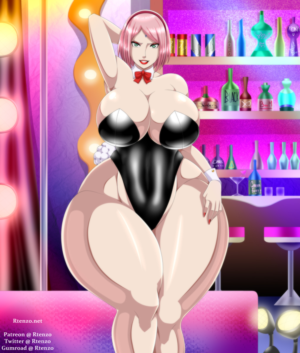 ass, big ass, big breasts, boruto: naruto next generations, breasts, bunny ears, bunny girl, bunnysuit, ero-enzo, female, female only, green eyes, huge ass, huge breasts, hyper ass, mature female, milf, naruto, naruto (series), naughty face, nipples, nipples visible, pink hair, sakura haruno, seductive, seductive smile, short hair, smile, solo, solo female, solo focus, thick thighs, voluptuous, wide hips