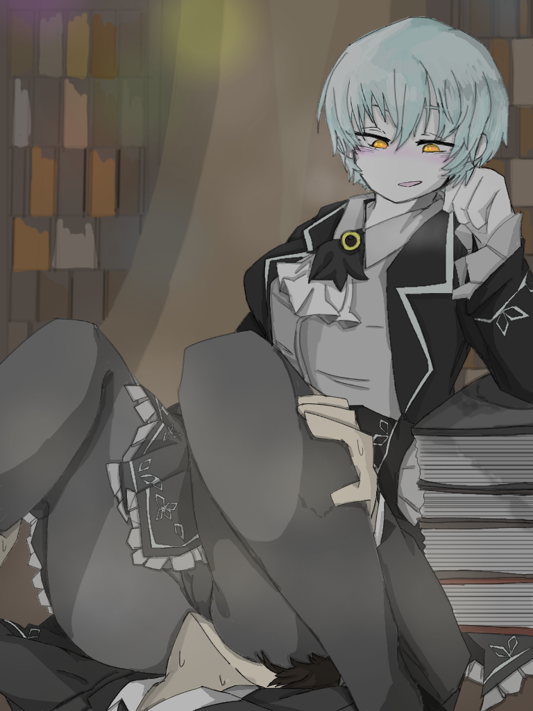 angela_(library_of_ruina) angela_(lobotomy_corporation) facesitting female library_of_ruina pantyhose project_moon roland_(library_of_ruina) tagme