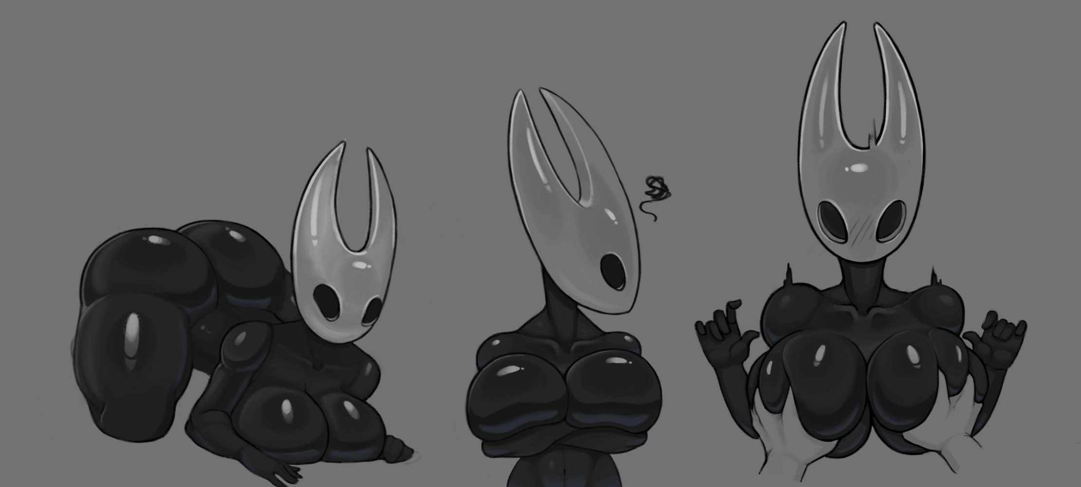 algo original, annoyed, anthro, arthropod, ass, big ass, big breasts, breast grab, breasts, female, hollow knight, hornet (hollow knight), male, team cherry, thick thighs, unseen male face, video games