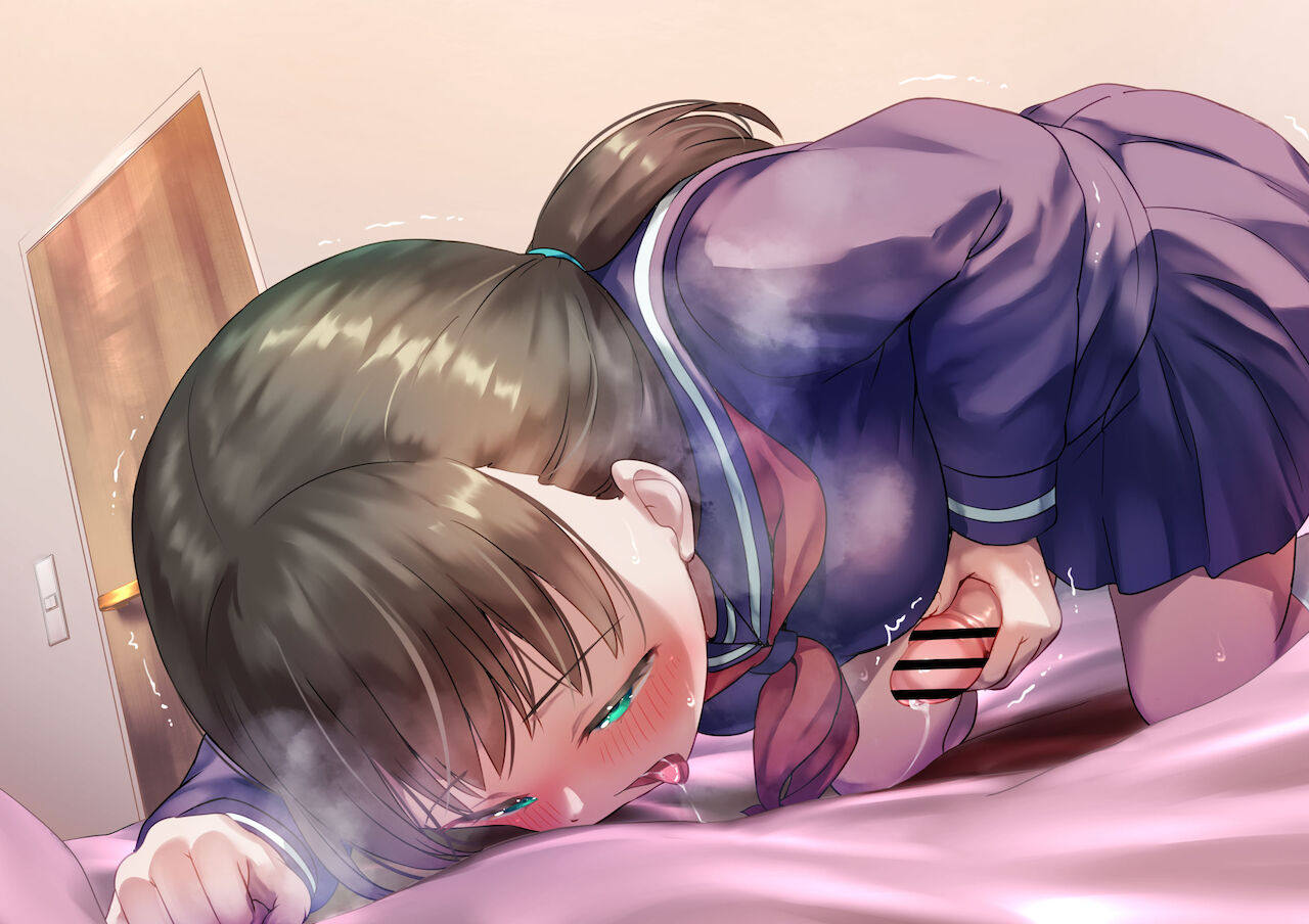 1futa, after masturbation, after orgasm, ahe gao, all fours, ayanakitori, bar censor, bed, black hair, blush, censored, clothed, clothing, cum, female, futa only, futanari, handjob, human, intersex, light skin, light-skinned futa, masturbation, mostly clothed, penis, penis grab, school uniform, schoolgirl, short hair, skirt, socks, solo