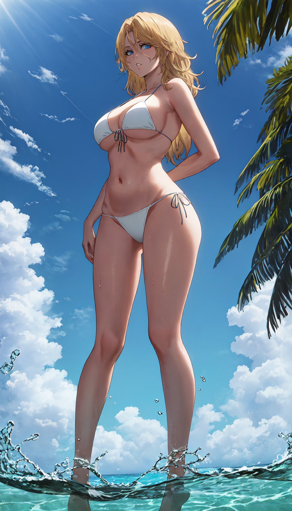 ai generated, ass, big ass, big breasts, bleach, blonde hair, blowjob, breasts, female, grey eyes, lips, long legs, matsumoto rangiku, mommy, sexy armpits