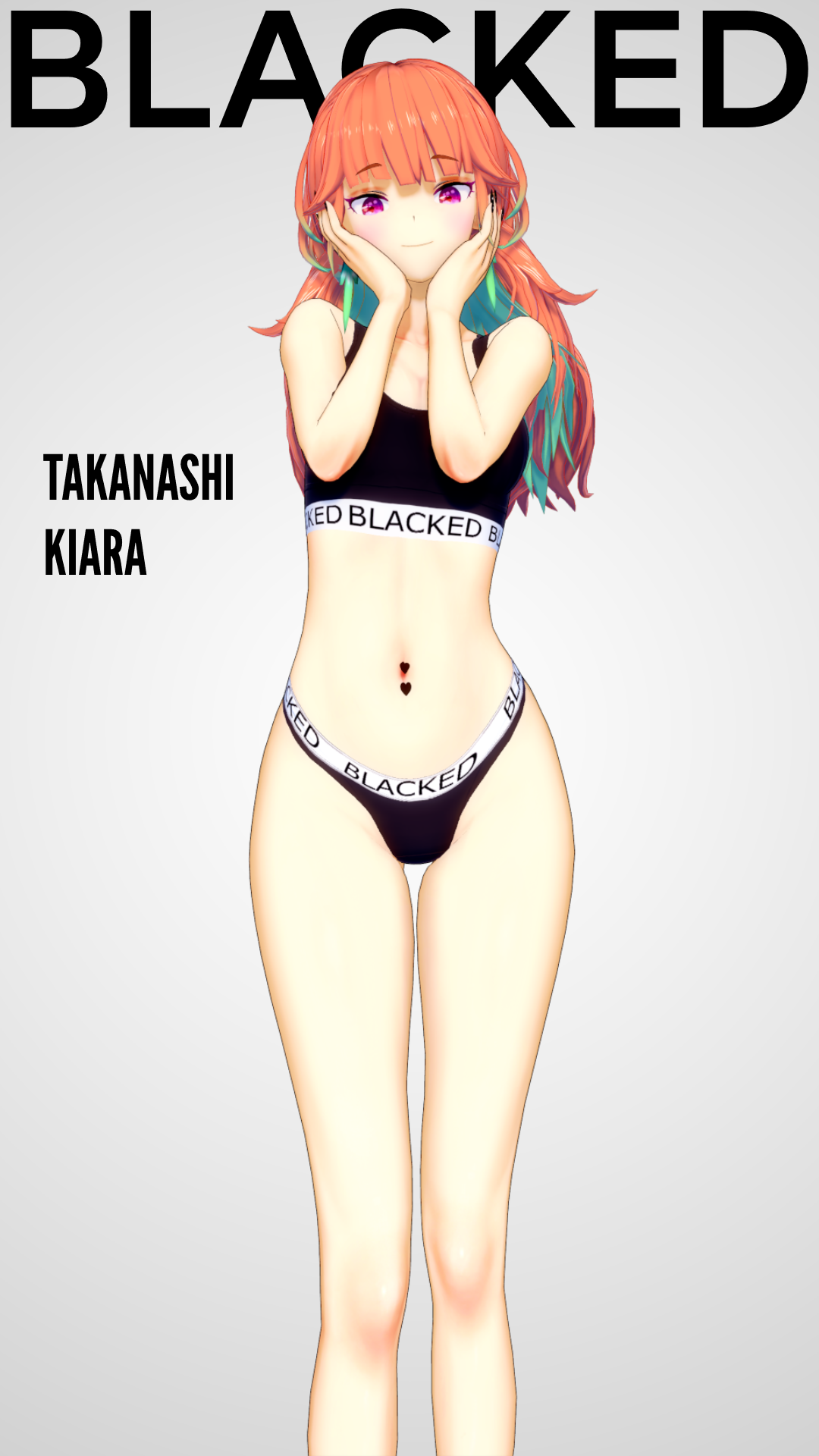 3d, abused paragon (artist), blacked, blacked clothing, commission, female, female only, hololive, hololive english, hololive myth, koikatsu, magazine cover, medium breasts, midriff, orange hair, queen of spades, solo, solo female, takanashi kiara, virtual youtuber