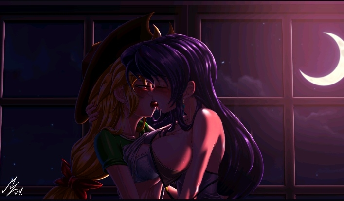 2024 2girls applejack_(eg) applejack_(mlp) blonde_hair closed_eyes cowboy_hat cowgirl deviantart deviantart_link equestria_girls female female/female female_only hasbro kissing lesbian_kiss long_hair mauroz moon my_little_pony night night_sky purple_hair rarijack rarity_(eg) rarity_(mlp) saliva shirt_lift sideboob white_bra yuri