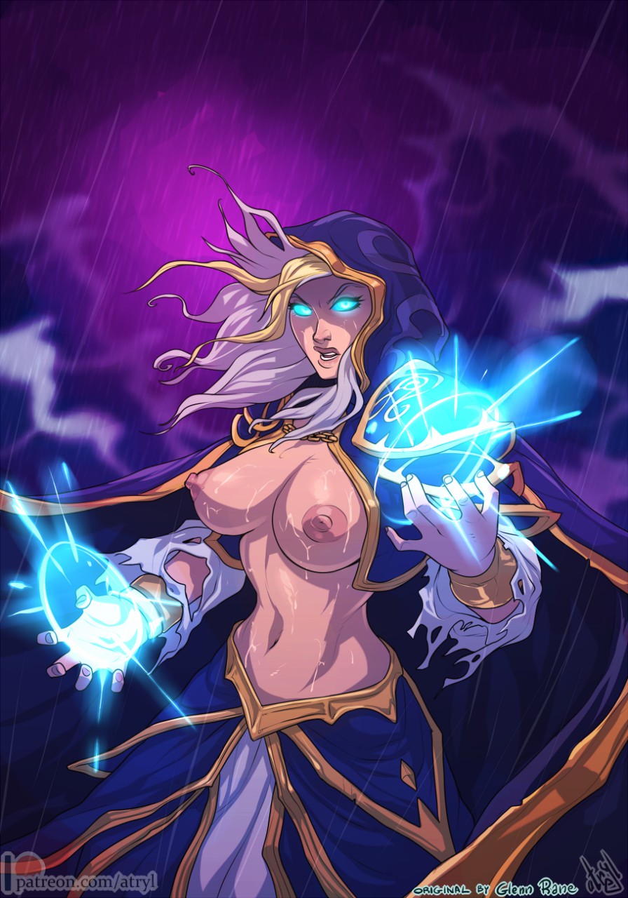 1girls atryl big_boobs big_breasts big_tits blizzard_entertainment blonde_hair boobs breasts busty busty_female erect_nipples female female_focus female_only jaina_proudmoore large_breasts light-skinned_female light_skin magic magical_girl multicolored_hair nipples pink_nipples solo solo_female tits warcraft white_hair world_of_warcraft