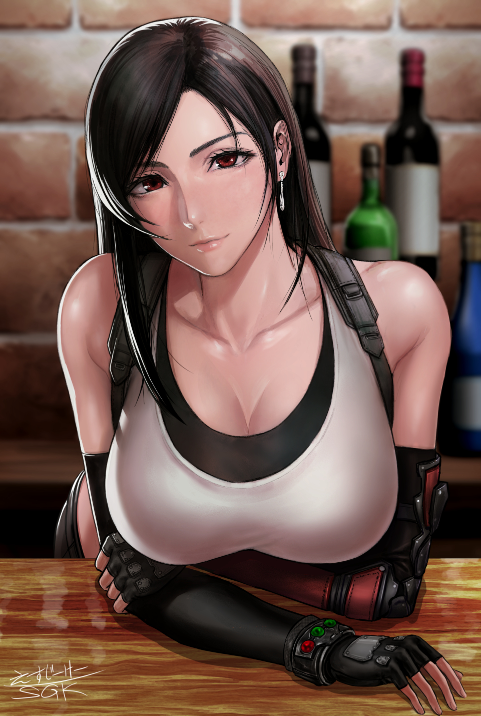 1girls, big breasts, breasts, cleavage, clothing, female, female only, final fantasy, final fantasy vii, large breasts, looking at viewer, sgk, solo, tifa lockhart
