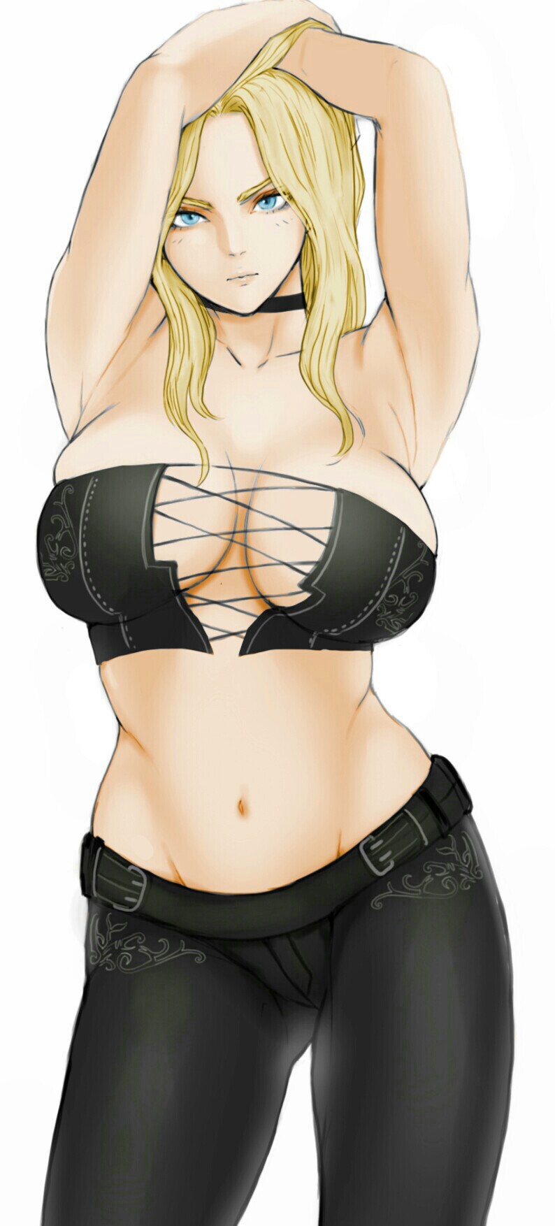 big_breasts blonde_hair breasts bustier colored devil_may_cry devil_may_cry_5 dressed leather trish trish_(devil_may_cry)