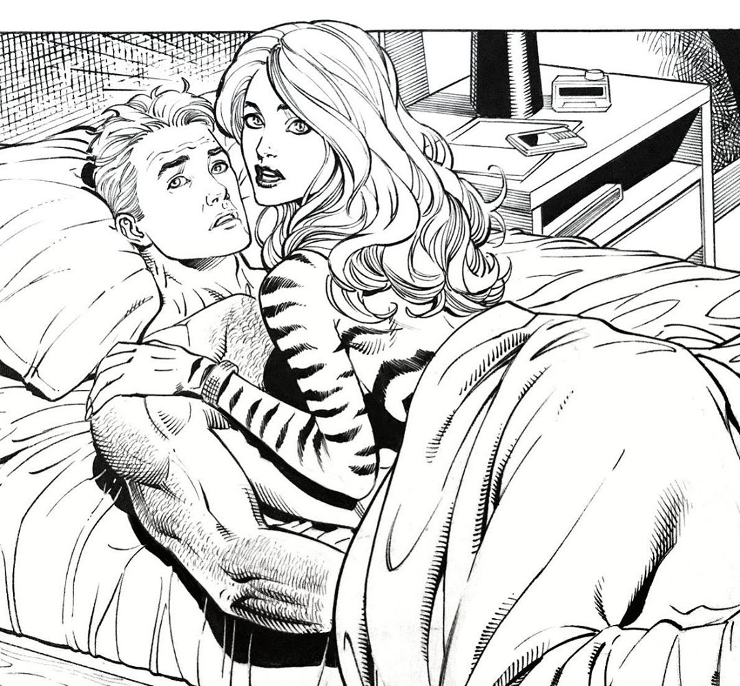 1boy 1girls ant-man ant-man_(series) anthro_on_human avengers_academy bed bedroom black_and_white caught_in_the_act cheating cheating_husband female female_on_top hank_pym human light-skinned_male light_skin male marvel marvel_comics monochrome official_art on_bed scott_hanna sean_chen straight straight_sex tigra