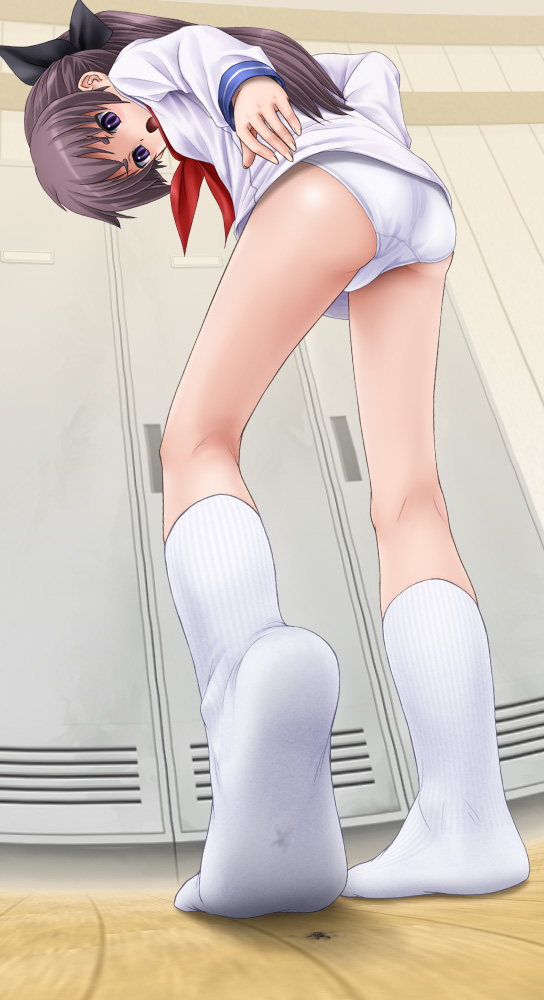 death eichikei_(hakuto) feet footwear giant giantess miniboy panties pantyshot ponytail rpg school_uniform shrink_academy size_difference socks syukusyou_gakuen tied_hair underwear