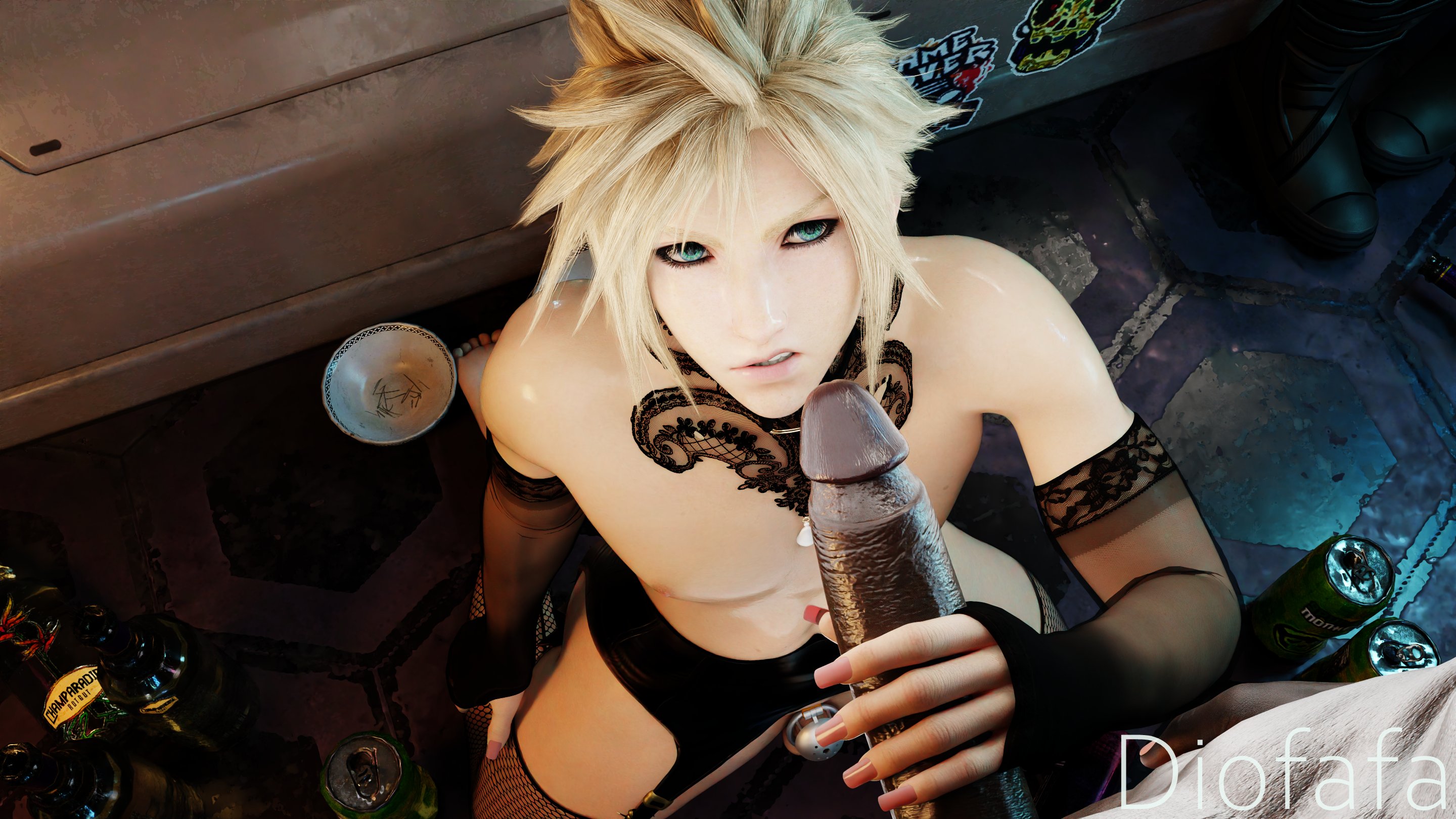 2boys, 3d, alternate version available, blonde hair, blonde-haired male, blue eyes, chastity cage, chastity device, choker, cloud strife, dark penis, dark skin, dark-skinned male, diofafa, diofafa79521, eyeliner, femboy, final fantasy, final fantasy vii, fishnets, gay, giver pov, handjob, high-angle view, huge cock, interracial, kneeling, large penis, lingerie, looking at partner, makeup, malesub, nails, nipples, nude male, painted nails, pale skin, pale-skinned male, penis size difference, pink nails, pov, shiny skin, sissy, small penis, twink, yaoi