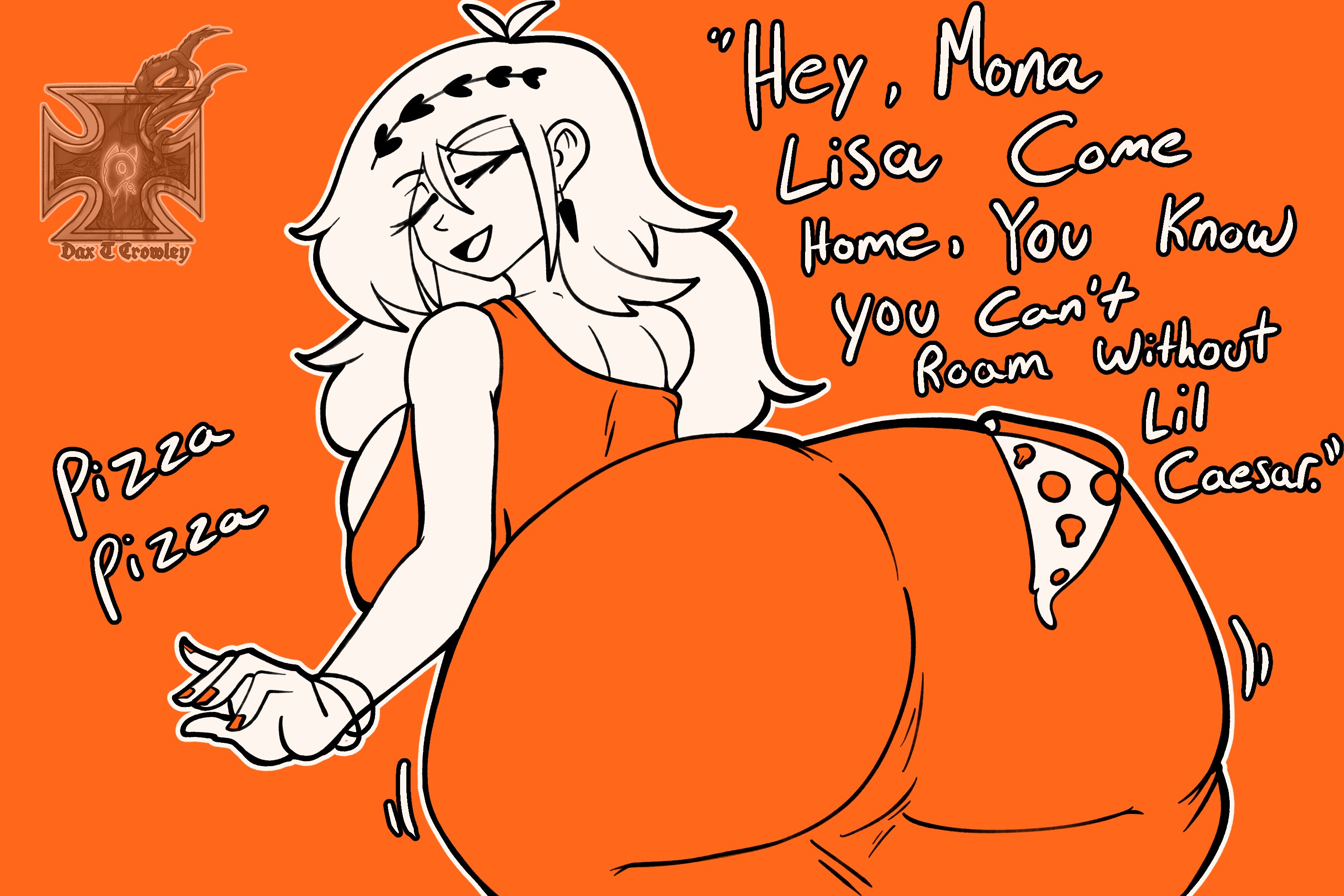 1girls, absurd res, absurd resolution, absurdres, arched back, ass, ass focus, bare shoulders, bent legs, big ass, big breasts, big butt, big cleopatra, bottom heavy, breasts, bubble ass, bubble butt, busty, curvaceous, curvy, curvy female, curvy figure, dialogue, dress, dumptruck ass, dumptruck butt, english text, eyelashes, fat ass, female, female focus, female only, food, hi res, high resolution, highres, huge ass, huge butt, large ass, large breasts, leaning forward, light skin, light-skinned female, little caesars, long eyelashes, long hair, open mouth, pizza, pizza on ass, roman, rose dax, smile, smiling, solo, solo female, solo focus, tagme, text, thick ass, thick thighs, thighs, voluptuous, voluptuous female, white body, white skin
