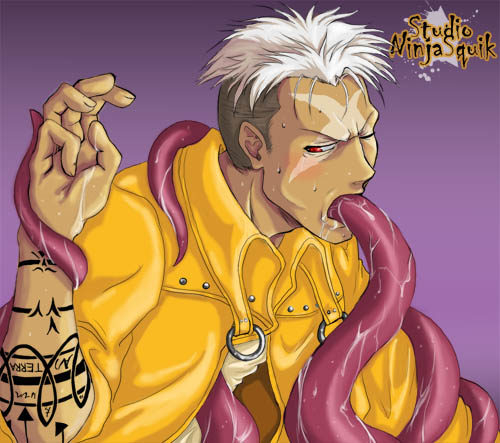 dark_skin fullmetal_alchemist lowres male male_only oral scar_(fma) tattoo tentacle tentacle_in_mouth tentacle_on_male tentacles_on_male yaoi