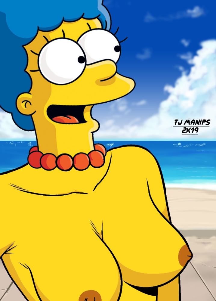 beach big_breasts fjm marge_simpson solo tagme the_simpsons