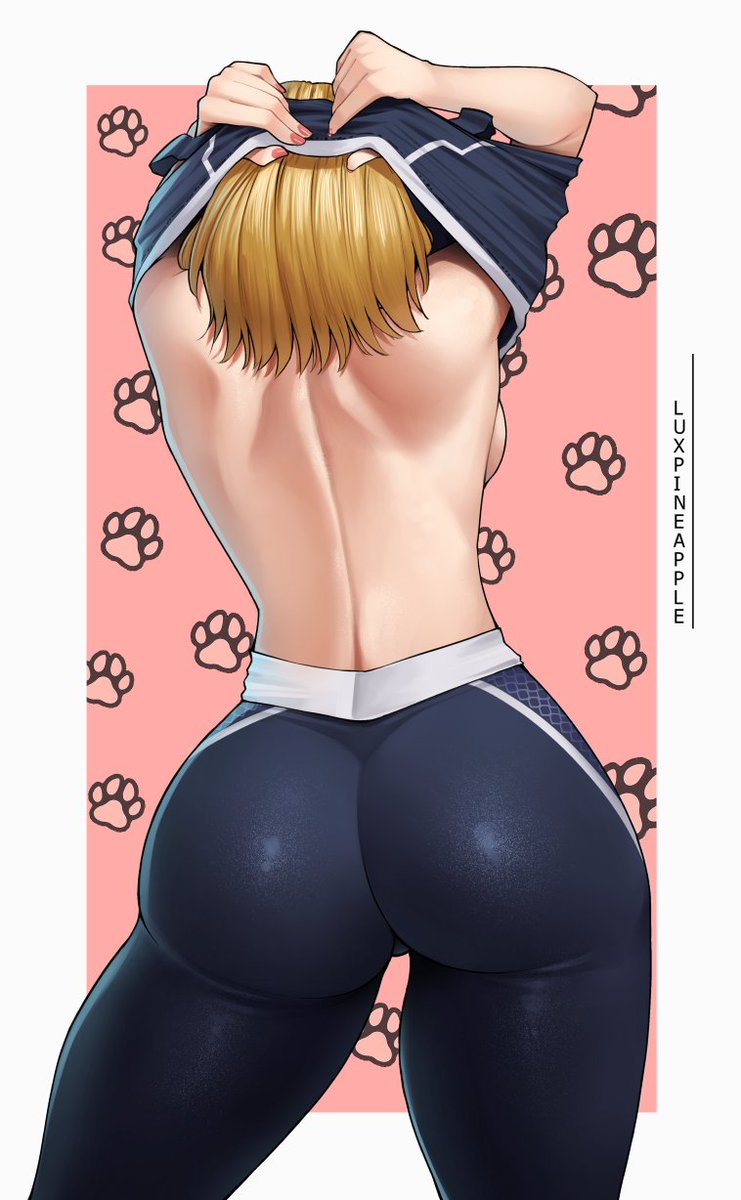 1girls ass back_view big_ass big_butt blonde_hair cammy_white capcom dat_ass fat_ass female female_only huge_butt light-skinned_female light_skin luxpineapple pawg solo sports_bra street_fighter street_fighter_6 thick_thighs undressing yoga_pants