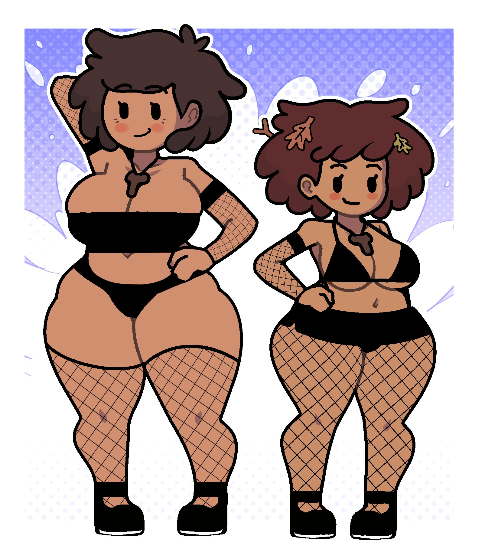 2girls, amphibia, anne boonchuy, asian female, big breasts, breasts, brown hair, disney, disney channel, female, mob face, mother and daughter, mrs. boonchuy, multiple females, multiple girls, no nose, noseless, oum boonchuy, steca, thai, thelazyart