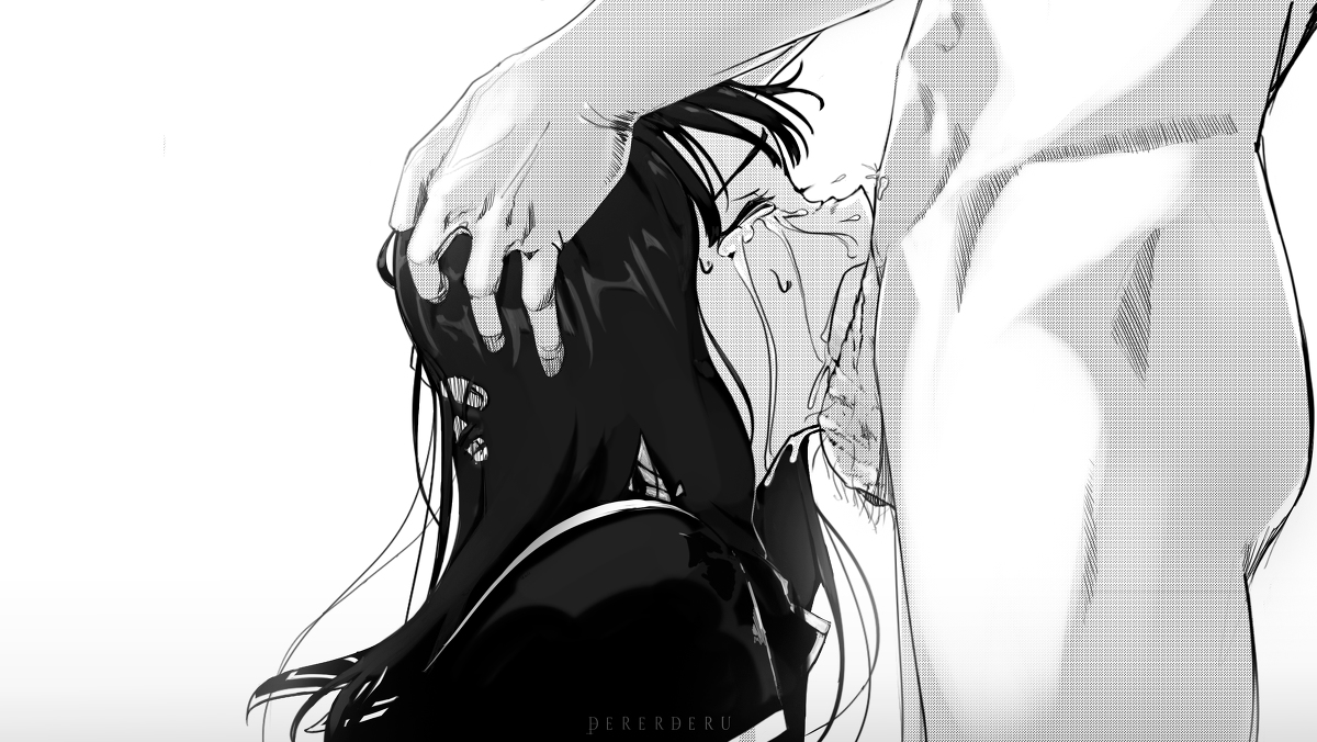 asagiri aya, balls, blowjob, crying, deepthroat, dubious consent, fellatio, female, hairy balls, hand on head, irrumatio, mahou shoujo site, male, meme, memes