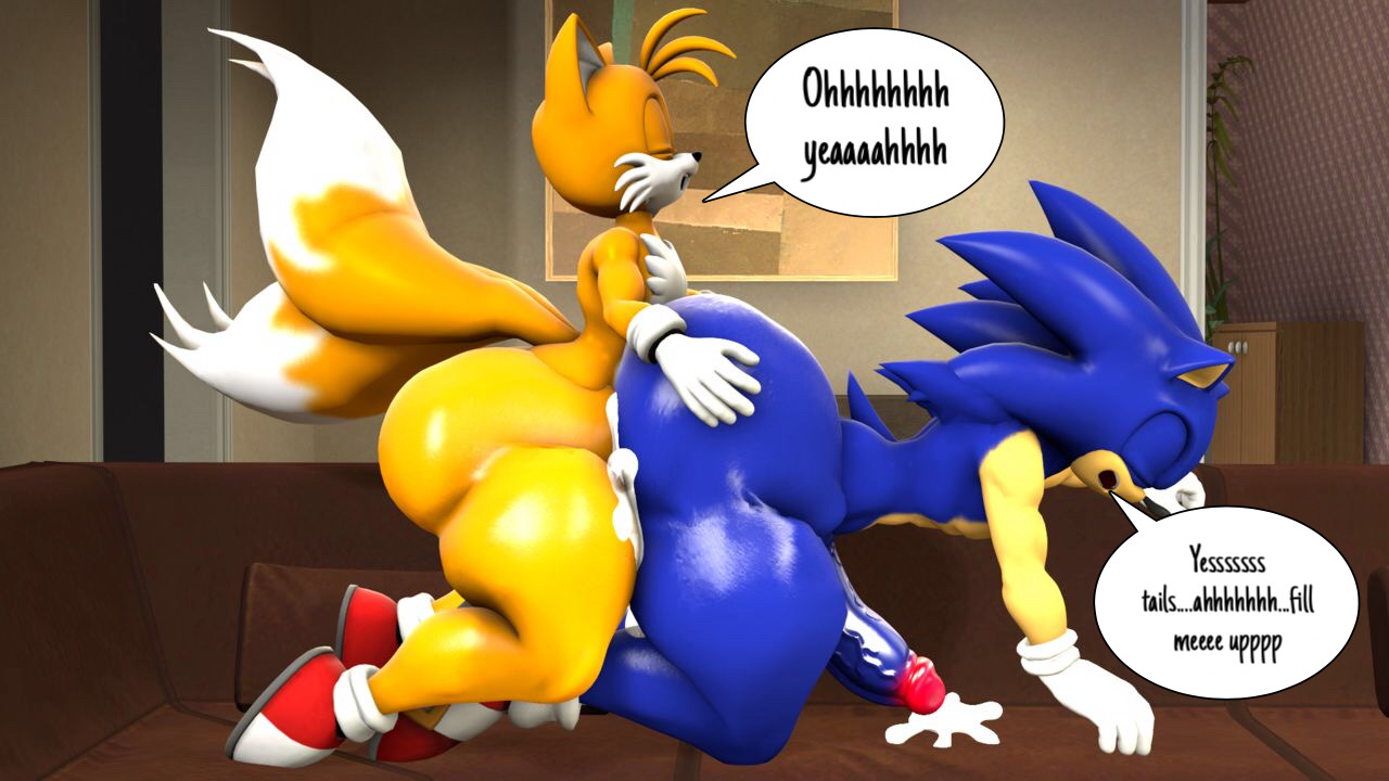 3d, all fours, anthro, ass, big ass, big butt, big penis, bubble ass, bubble butt, cum, cum in ass, cum inside, doggy style, gay, looking pleasured, male, male only, penis, sonic (series), sonic the hedgehog, tails, tails the fox, thick ass, thick penis, thick thighs, yaoi