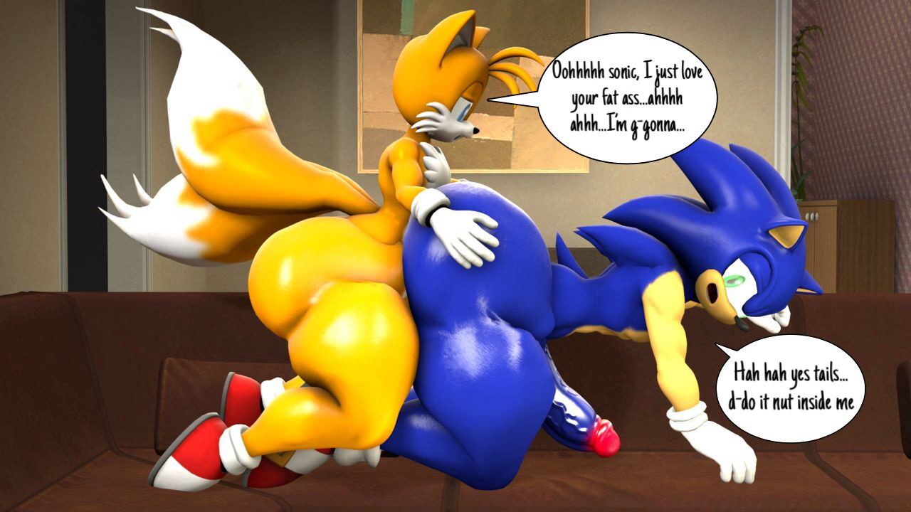 3d, all fours, anthro, ass, big ass, big butt, big penis, bubble ass, bubble butt, from behind, from behind position, gay, looking back, male, male only, male penetrating, male/male, open mouth, penis, sonic (series), sonic the hedgehog, tails, tails the fox, thick ass, thick thighs, yaoi