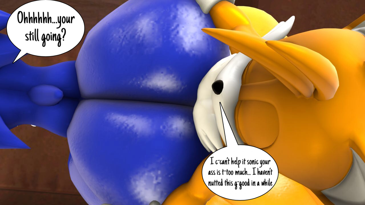 3d, anthro, ass, big ass, big butt, bubble ass, bubble butt, closed eyes, cum, cum in ass, cum inside, from behind position, gay, male, male only, male/male, sonic (series), sonic the hedgehog, tails, tails the fox, thick ass, thick thighs, yaoi