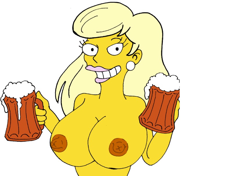 1girls 20th_century_fox 20th_century_studios 4:3_aspect_ratio alternate_breast_size ambiguous_nudity areola areolae beer big_breasts blonde_hair blonde_hair_female duff_beer female long_blonde_hair long_hair long_hair_female looking_at_viewer smile_at_viewer the_simpsons titania titania_(the_simpsons) tits