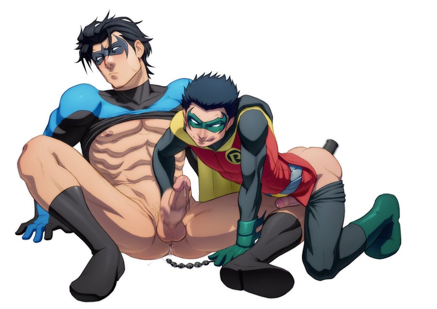 2boys abs age_difference anal_beads anal_insertion balls ballsack batcest batman_(series) big_balls big_penis black_hair blush bodysuit boner boots bottomless circumcised circumcision_scar clothed clothing color colored damian_wayne dc dc_comics dick_grayson dickdami dildo dildo_in_ass duo erection foreskin gay hand_on_penis handjob human intact licking_lips male male_nipples male_only male_pubic_hair mask masked masturbation muscles muscular muscular_male nightwing outline pants pants_down partially_clothed partially_retracted_foreskin pecs penis precum precum_drip precum_string puberty pubic_hair robin_(damian_wayne) robin_(dc) schizoid scrotum shirt_up short_hair smaller_male smile smirk superhero teen_boy teenager testicles thick_thighs thighs tight_clothing tongue_out uncensored uncircumcised uncut yaoi