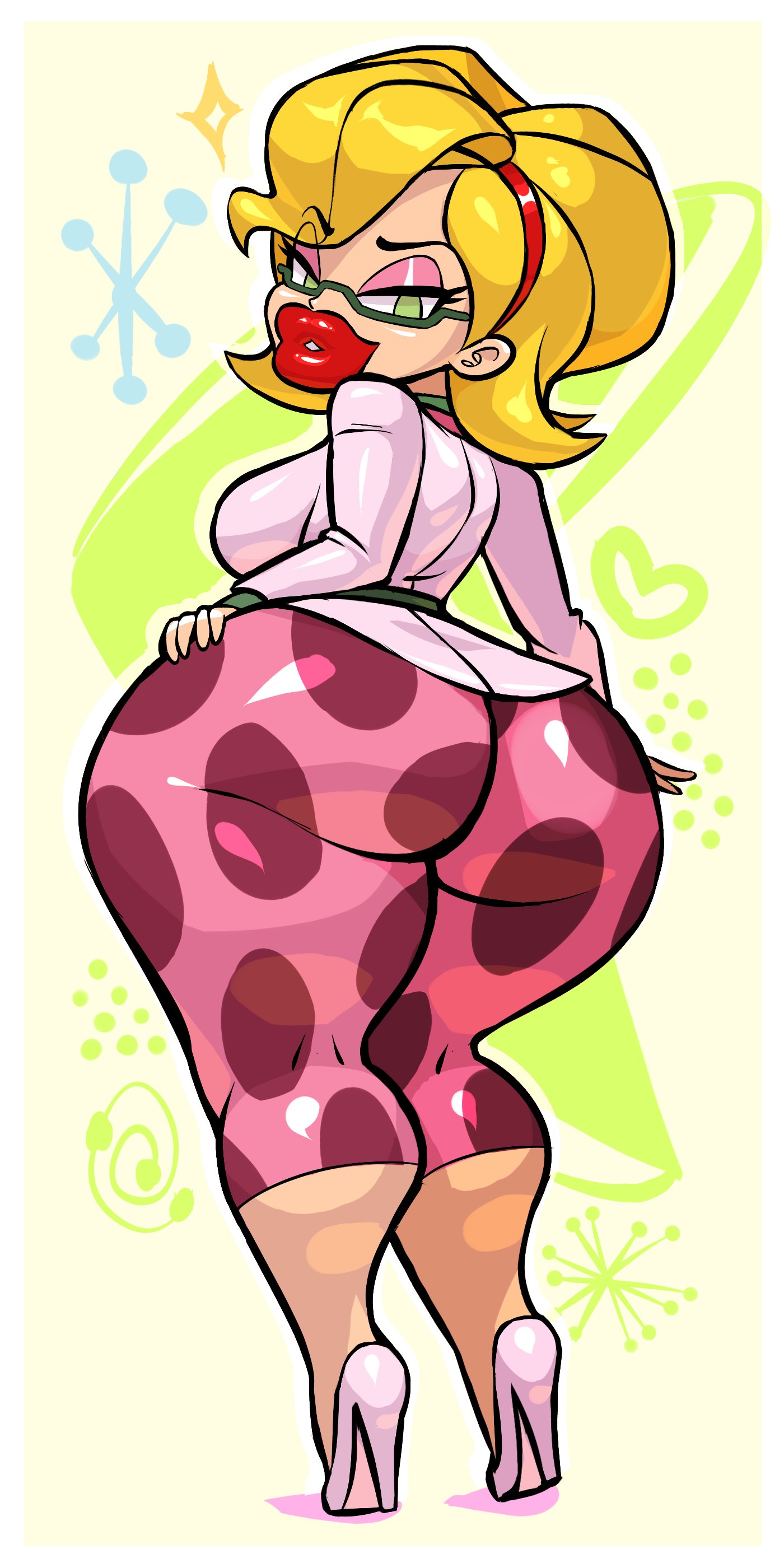 1girls, ass, big ass, big lips, female, female only, high heels, hyper bimbo, looking back, noonun, tight clothing