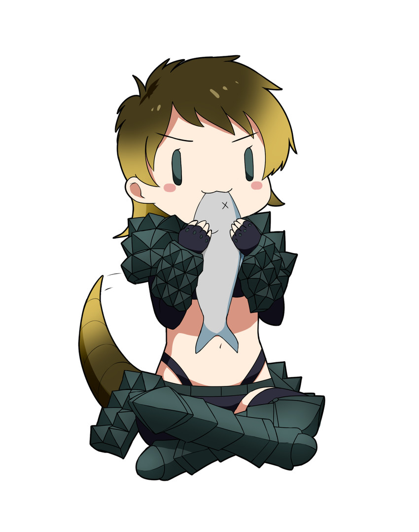 alligator_snapping_turtle_(kemono_friends) anthro chibi cowfee female_only kemono_friends reptile reptile_humanoid scales shell tail thick_thighs