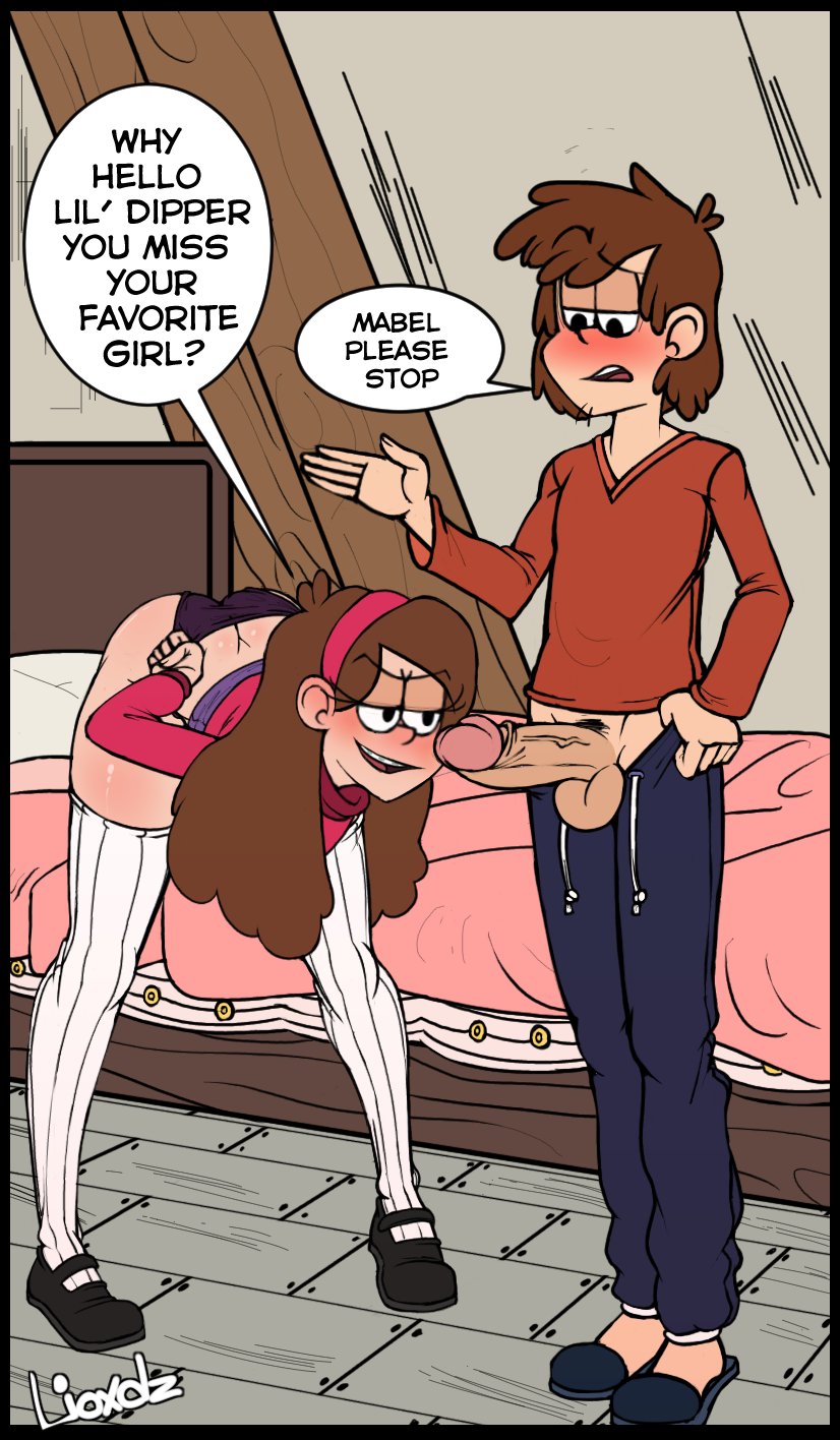 ass balls bed bedroom bending_over big_ass big_penis blush brother brother_and_sister clothed dialogue dipper_pines disney disney_channel female foreskin glans gravity_falls humor imminent_incest imminent_sex incest light-skinned_male lioxdz mabel_pines male penis retracted_foreskin sister straight_hair tagme text text_bubble thighhighs twincest twins uncut underwear undressing