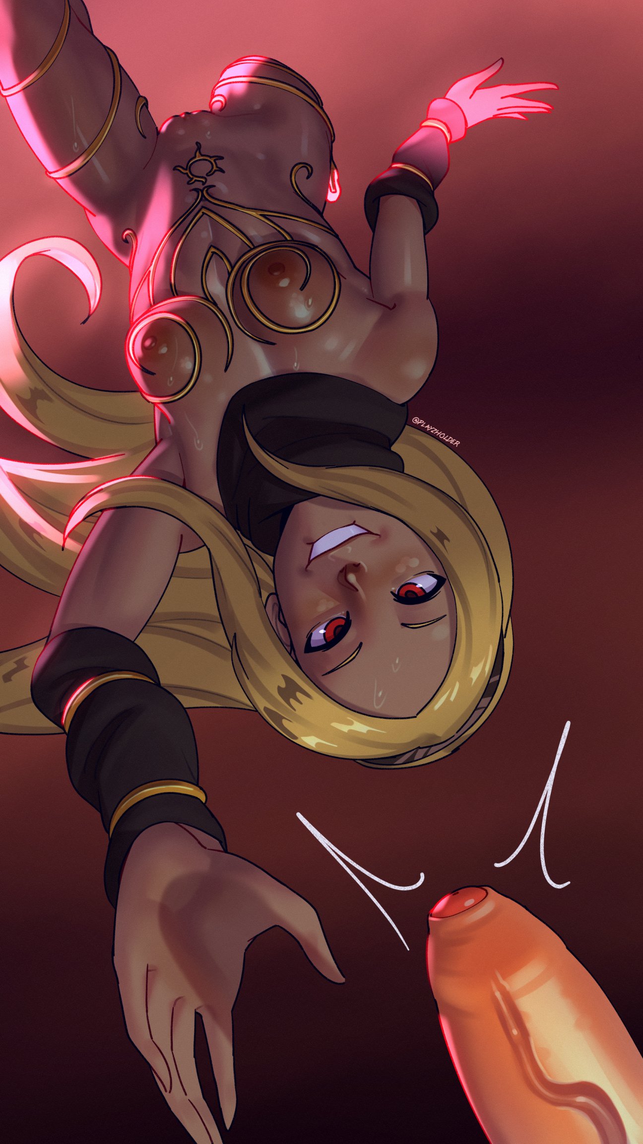 1girls blonde_hair breasts cleft_of_venus dark-skinned_female functionally_nude gravity_rush hairband kat_(gravity_rush) nipples playzholder pussy