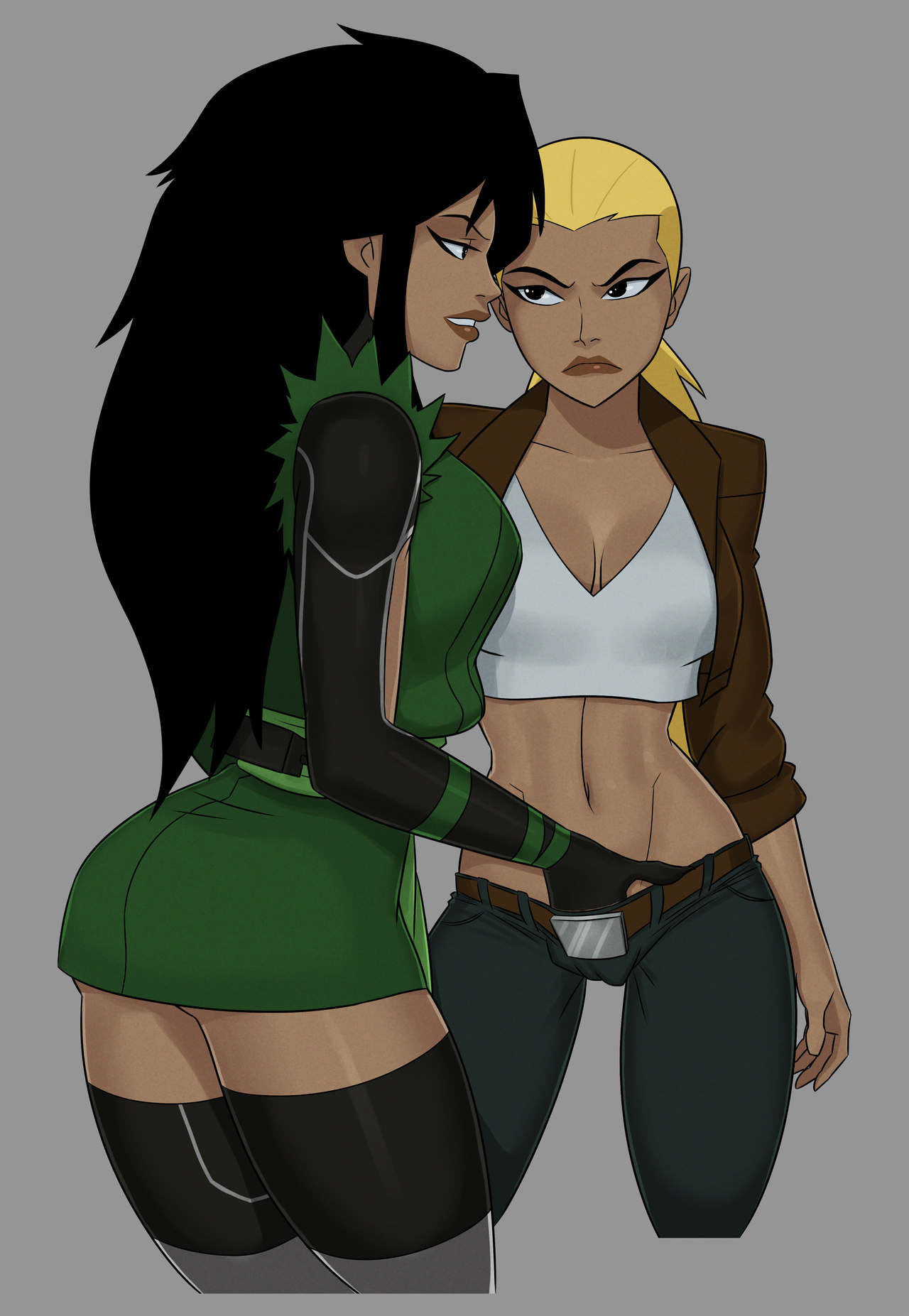 2girls artemis_(dc) artemis_crock cheshire dc dcau hand_in_pants incest jade_nguyen multiple_girls siblings sisters sunsetriders7 young_justice