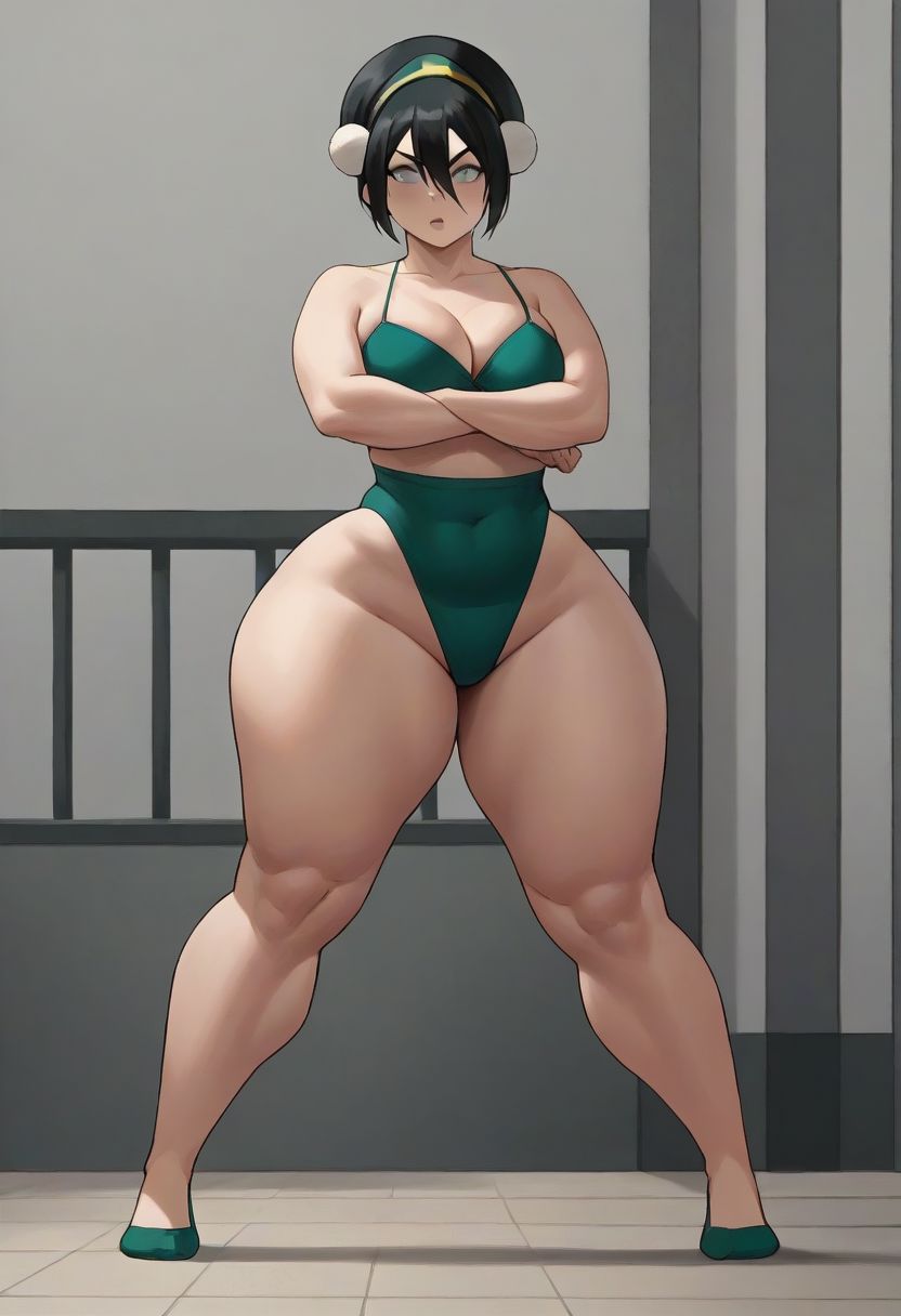 1girls, ai generated, ass, avatar legends, avatar the last airbender, bbw, big ass, big thighs, earth kingdom, female, gyaru, leotard, nickelodeon, nicktoons, posing, shortstack, solo, toph bei fong