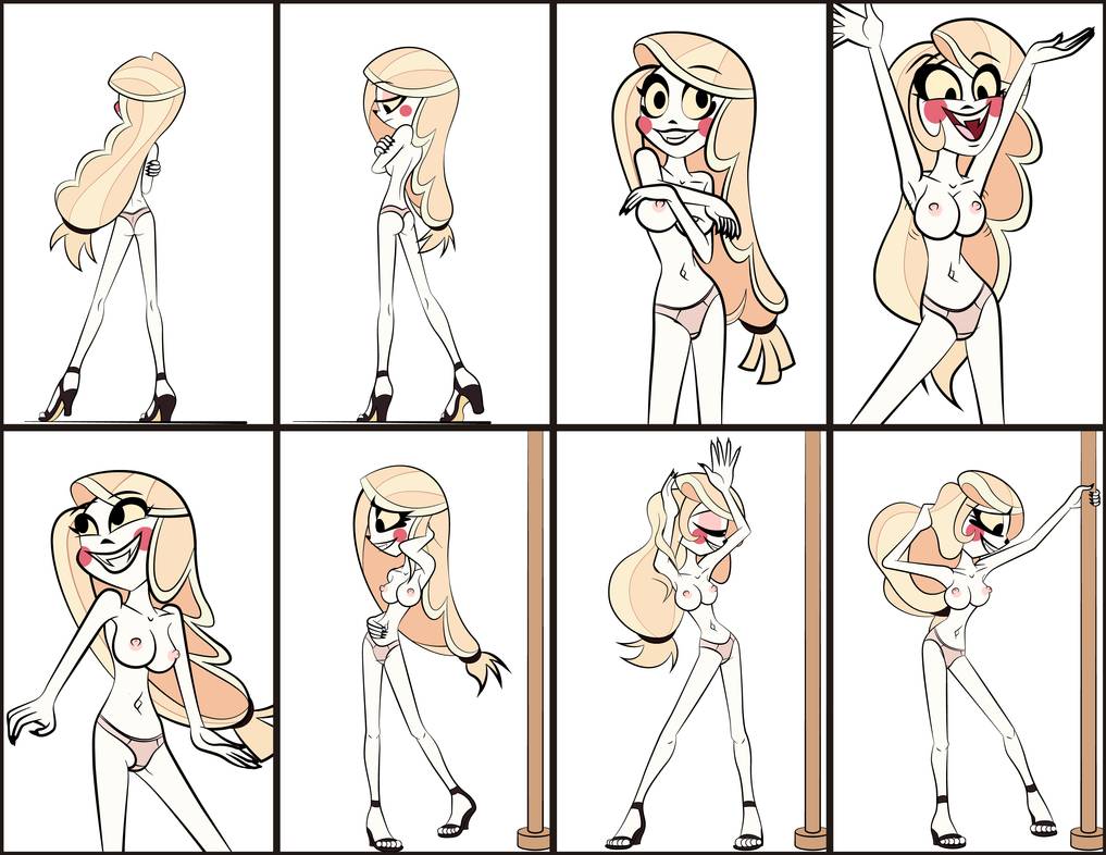 1girls, blonde hair, casual, charlie morningstar, charlie morningstar (hazbin hotel), clothing, comic, demon, demon girl, demoness, female, footwear, hazbin hotel, high heels, lingerie, mickeyelric11, pale skin, panties, shoes, solo, spindlehorse toons, straight hair, stripper pole, stripping, tagme, underwear, undressing, vivienne medrano, vivziepop