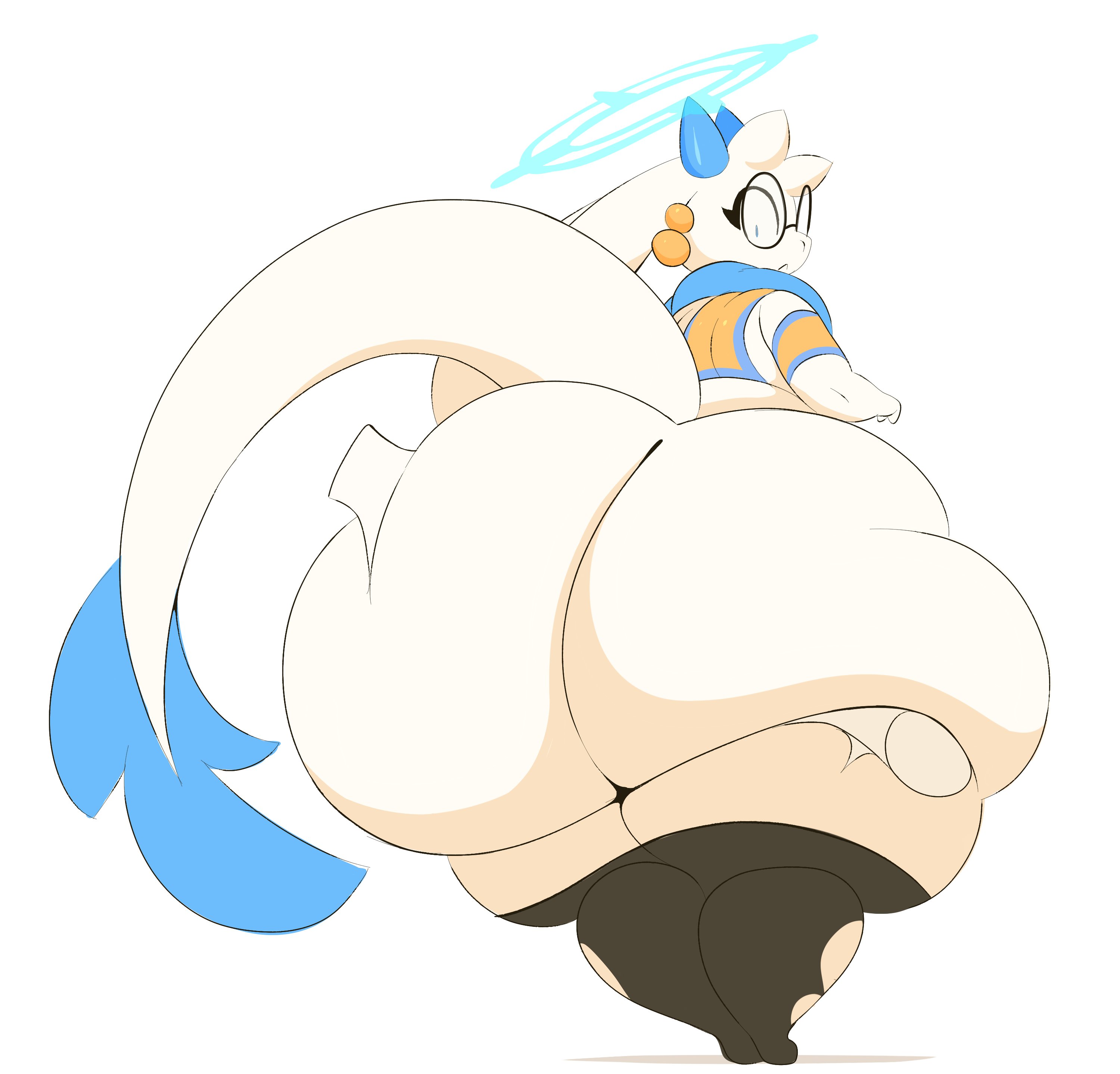 1girls, angela flux (kiseff), anthro, anthro only, arizonathevixen, ass, ass focus, big ass, bubble ass, bubble butt, chubby, chubby anthro, chubby ass, chubby female, concerned, disembodied hands, feeling up, female, female only, furry, furry only, huge ass, hyper, hyper ass, massive ass, no humans, no visible genitalia, no visible nipples, rear view, solo, solo female, thick thighs, touching ass, touching thigh, white body, white fur, white sclera, white skin, wide hips