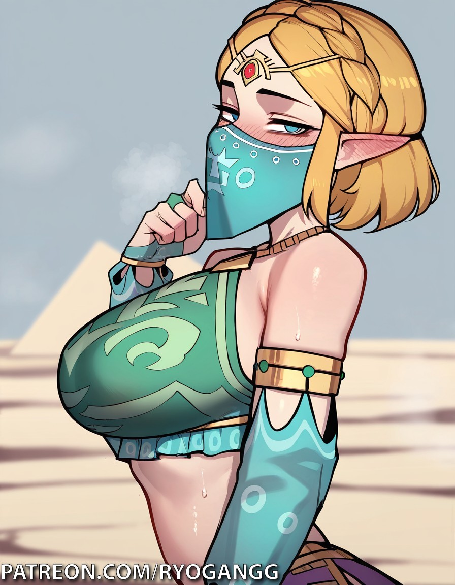 ai generated, female, gerudo outfit, gerudo set (zelda), gerudo veil, nintendo, princess zelda, ryogangg, solo, tears of the kingdom, the legend of zelda, zelda (tears of the kingdom)