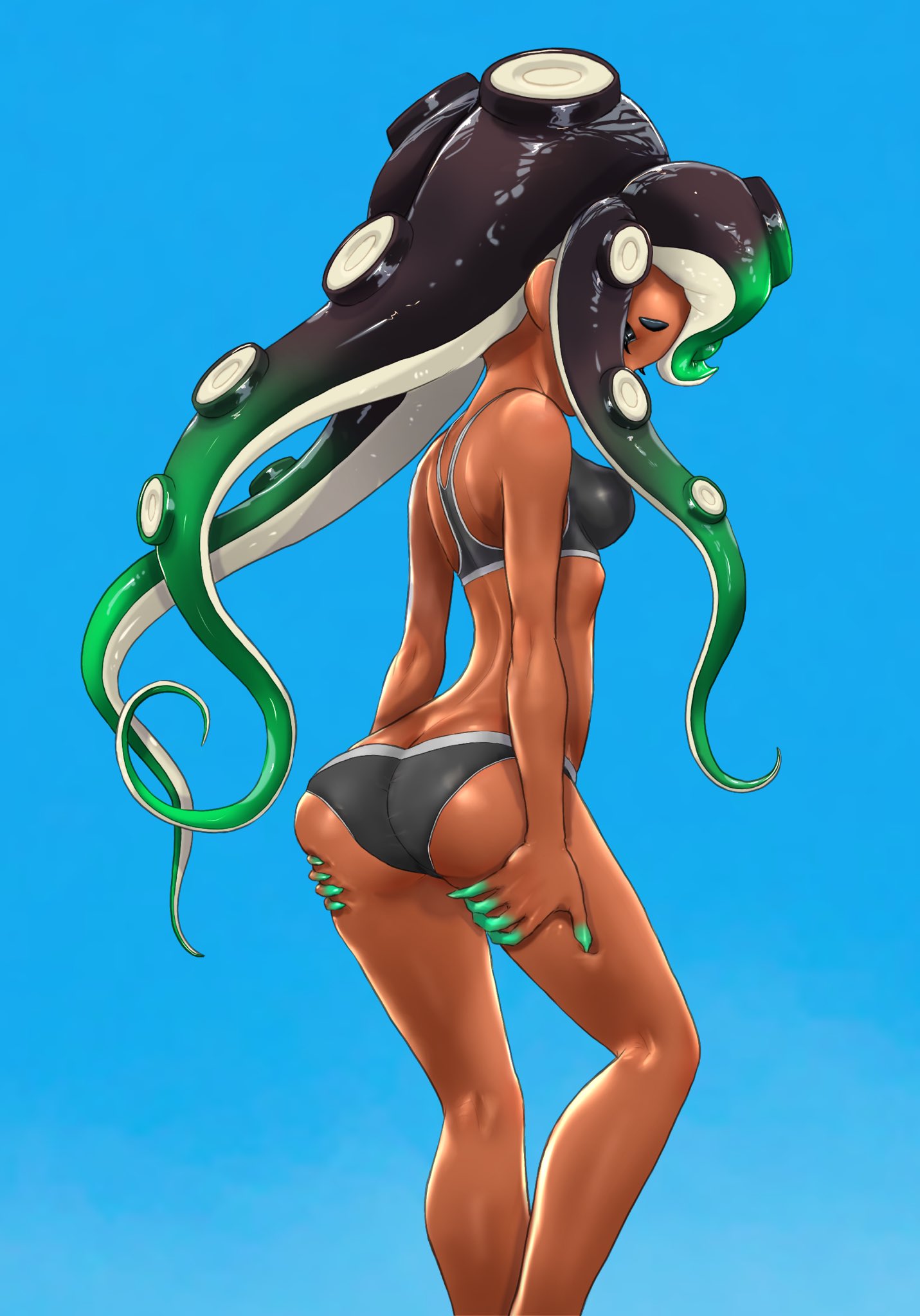 bra koharuno2 marina_(splatoon) octoling octoling_girl off_the_hook off_the_hook_(splatoon) panties splatoon splatoon_(series) splatoon_2 tagme tentacle_hair